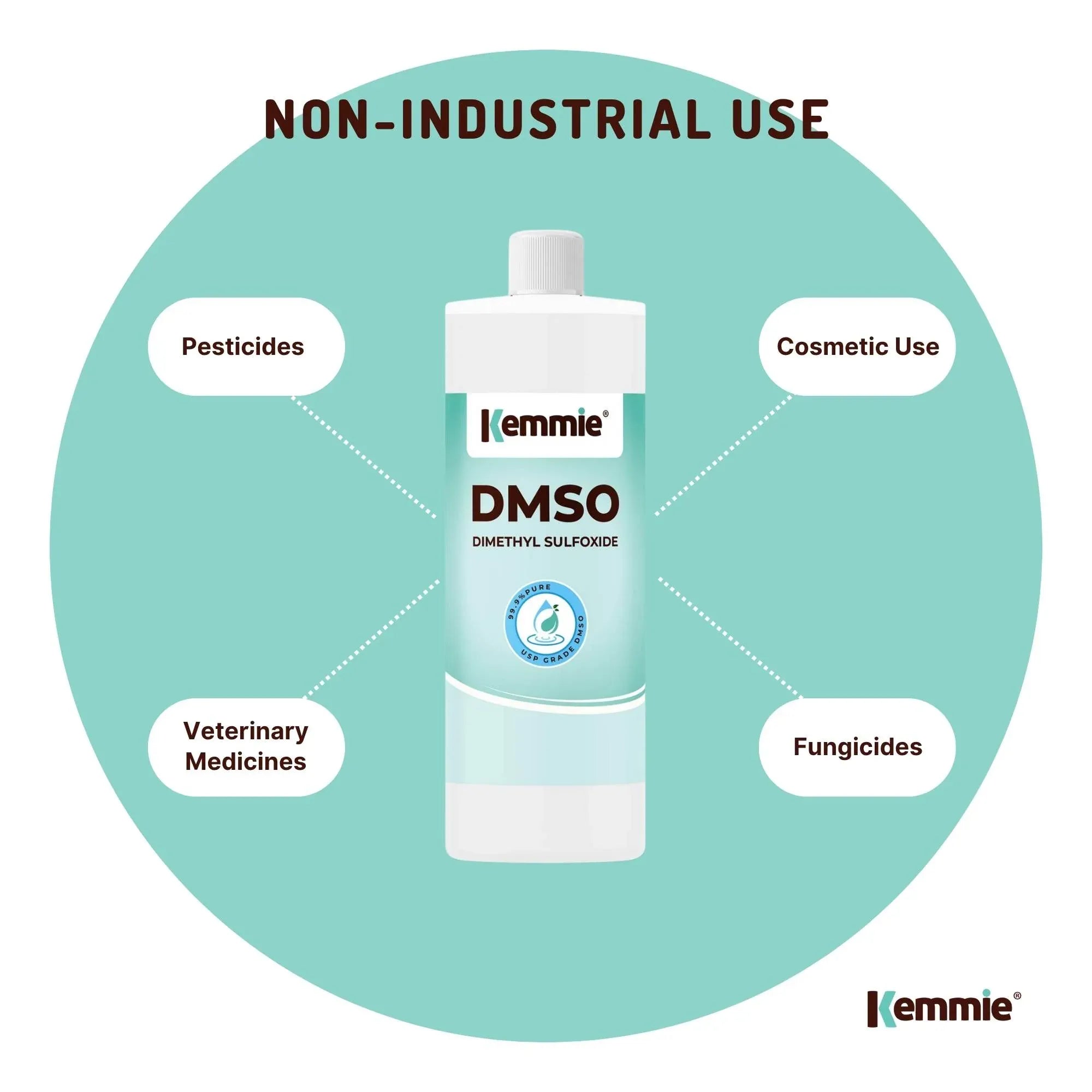 Kemmie 500ml DMSO Liquid 99.9% Pure - USP Grade Dimethyl Sulfoxide Solvent