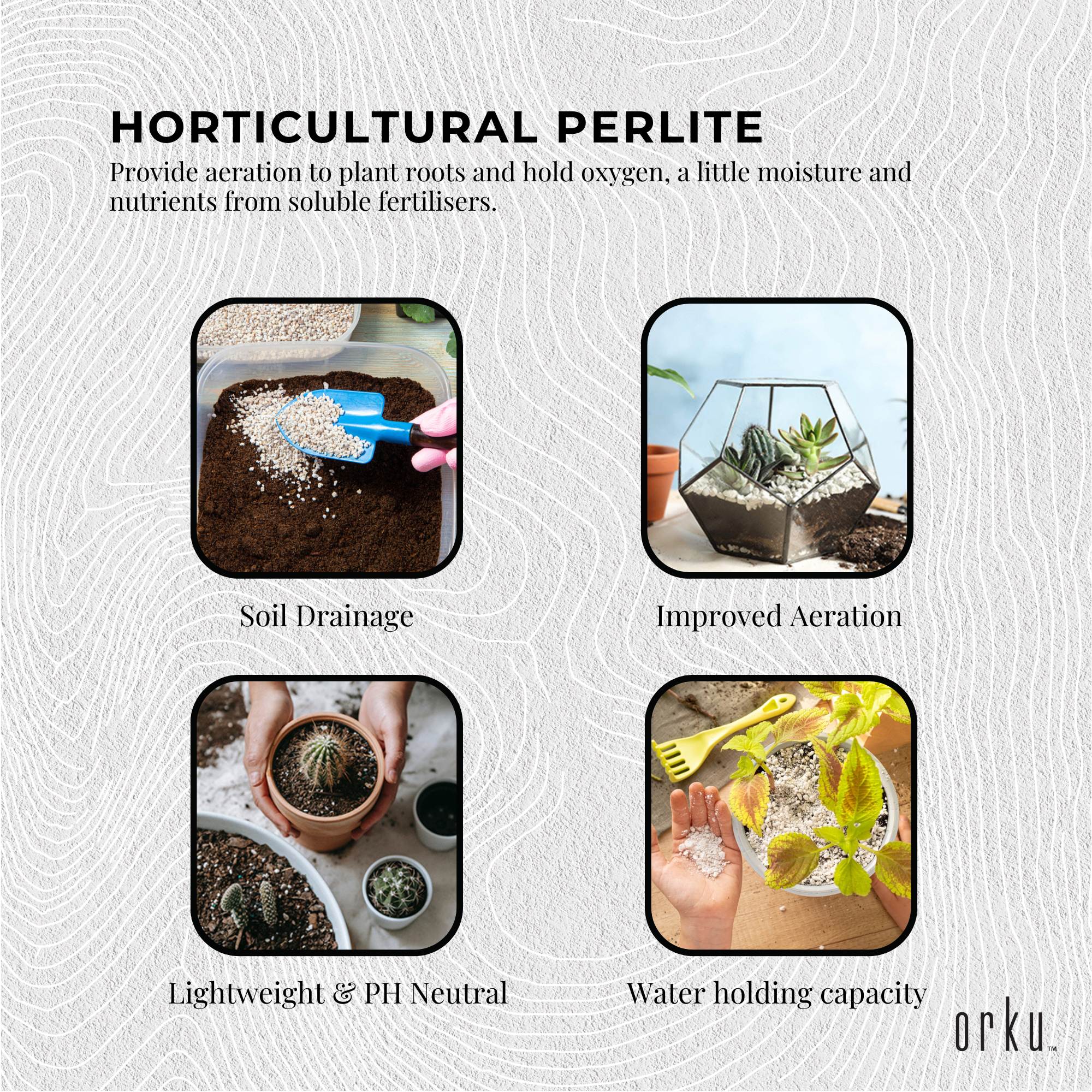 Orku 50L Perlite Super Coarse Premium Soil Expanded Medium Plants Hydroponics