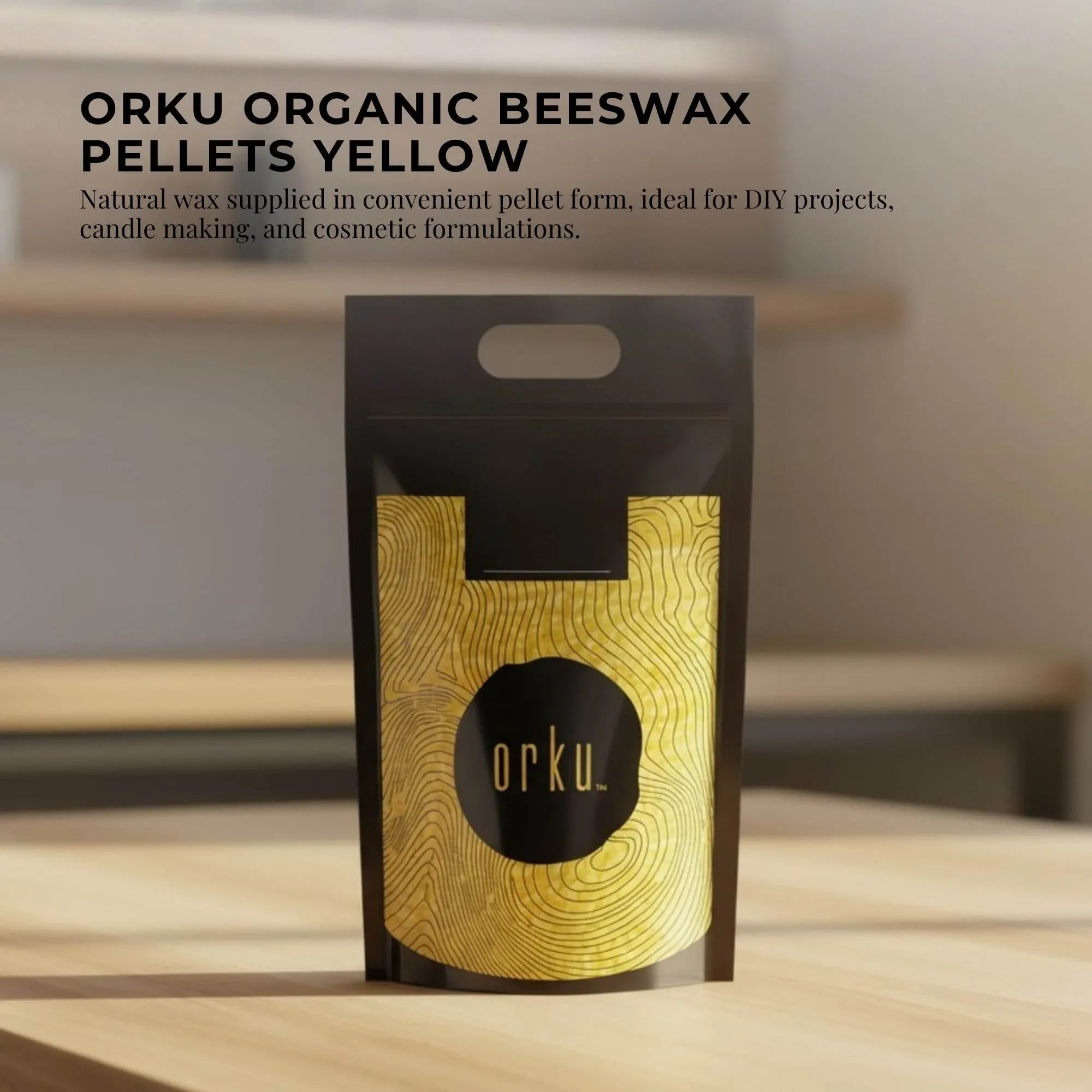 Orku 10Kg Organic Beeswax Pellets Yellow - Cosmetic Grade Bees Wax Pastilles Bulk
