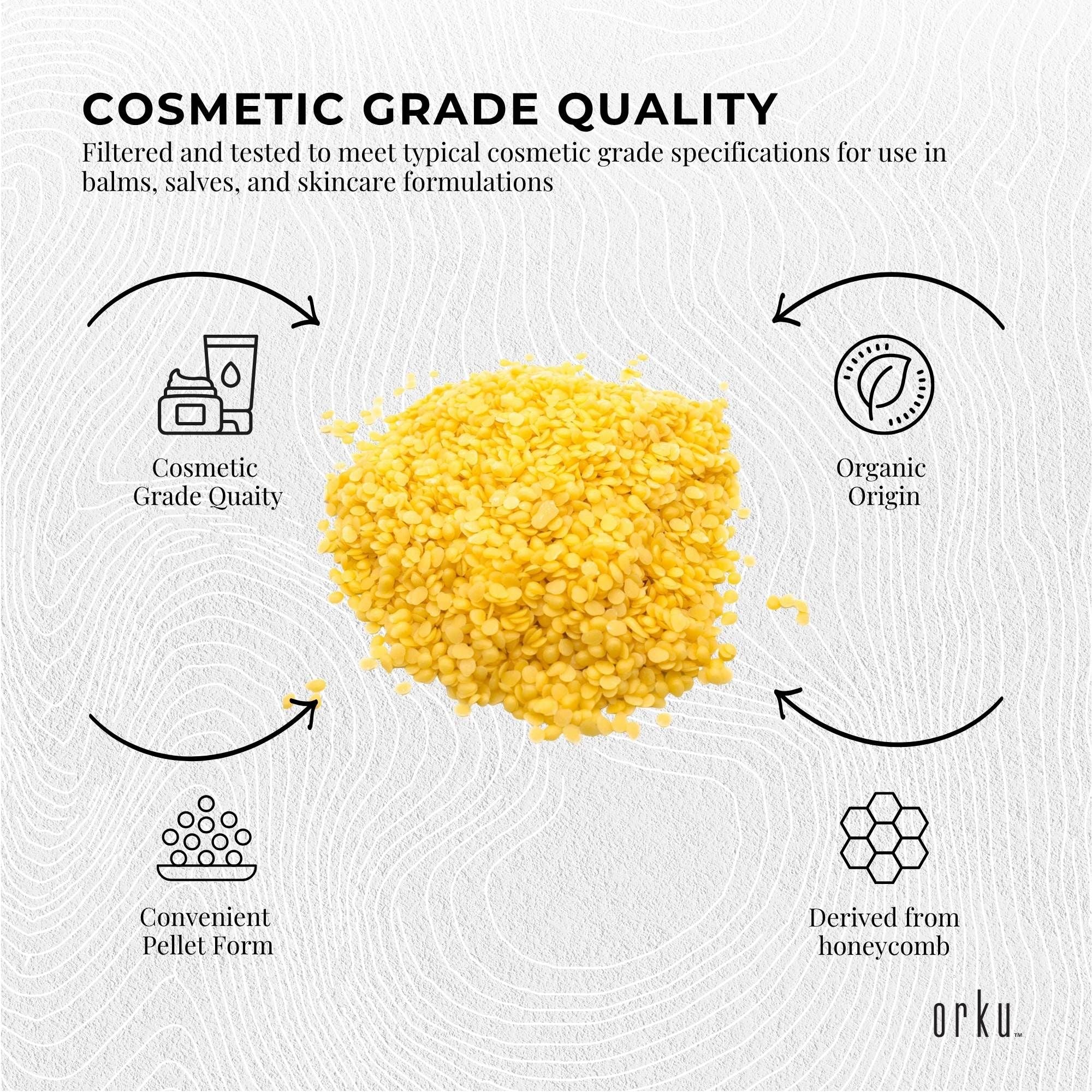 Orku 20Kg Organic Beeswax Pellets Yellow - Cosmetic Grade Bees Wax Pastilles Bulk