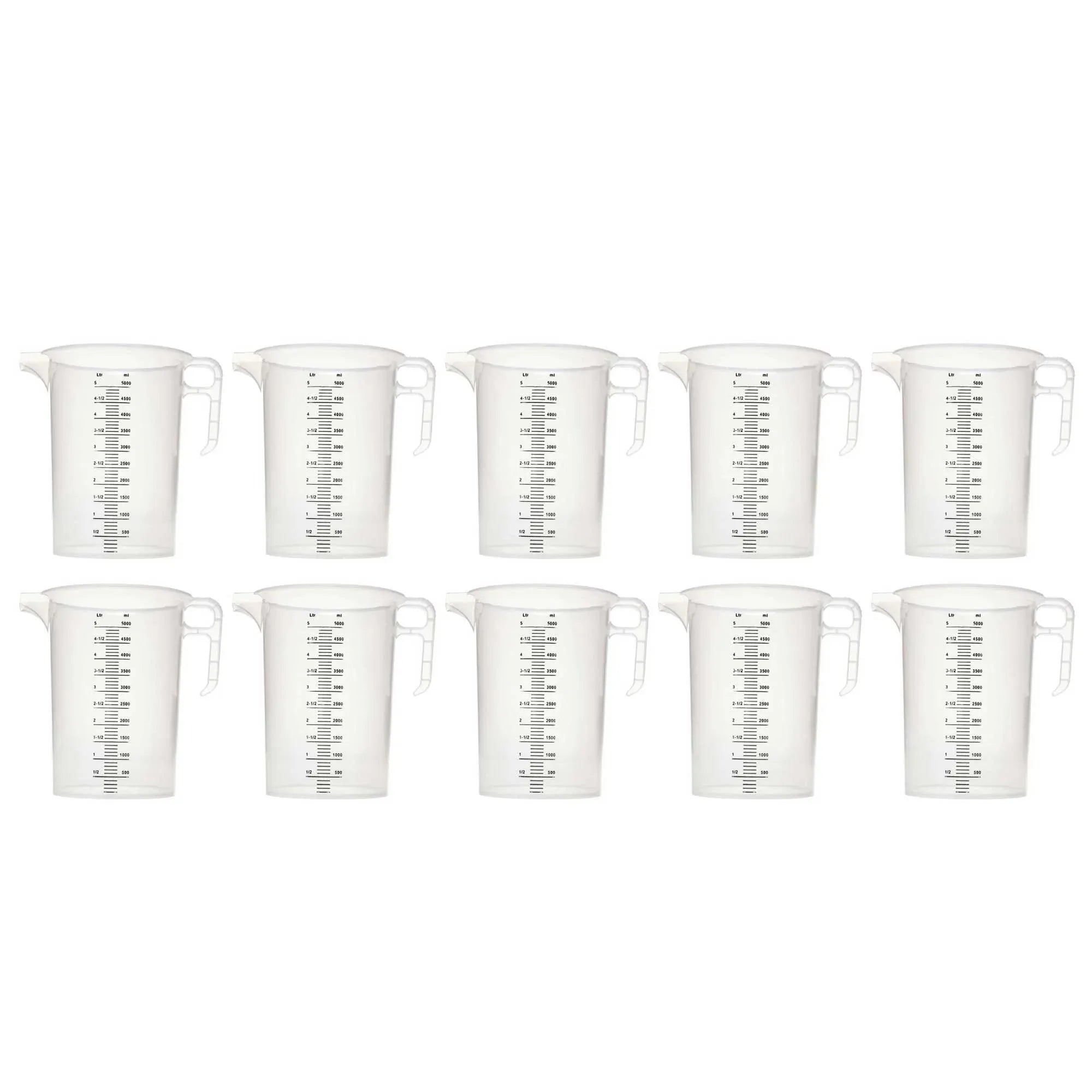 10x 5L Measuring Jug Heavy Duty Clear Plastic Propylene Food Grade BPA 5 Pro-Jug