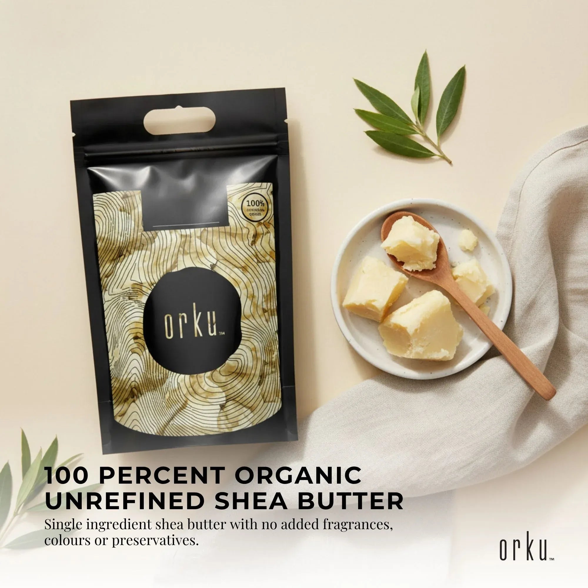 Orku 20Kg Organic Unrefined Shea Butter Raw African Karite Chunks