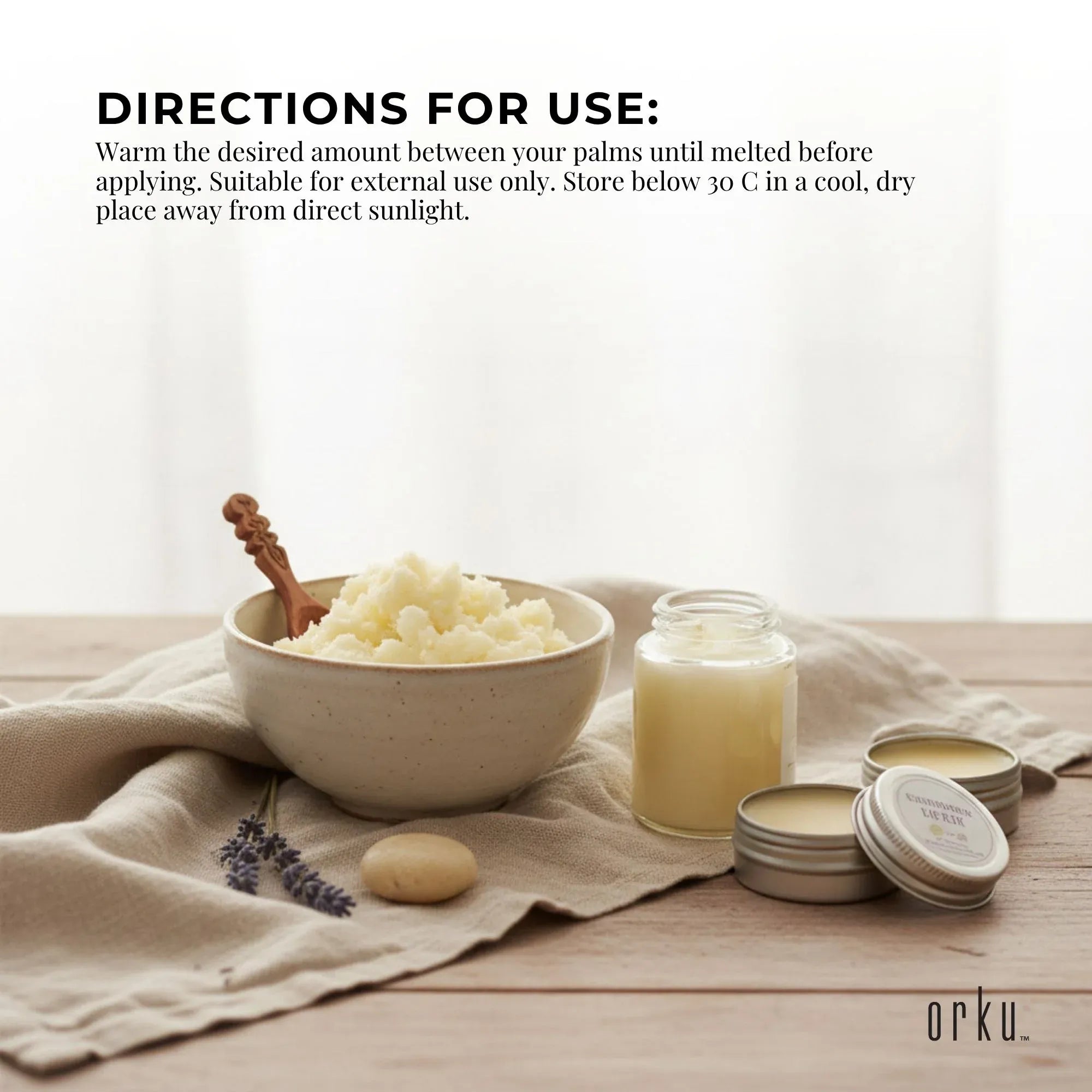 Orku 20Kg Organic Unrefined Shea Butter Raw African Karite Chunks