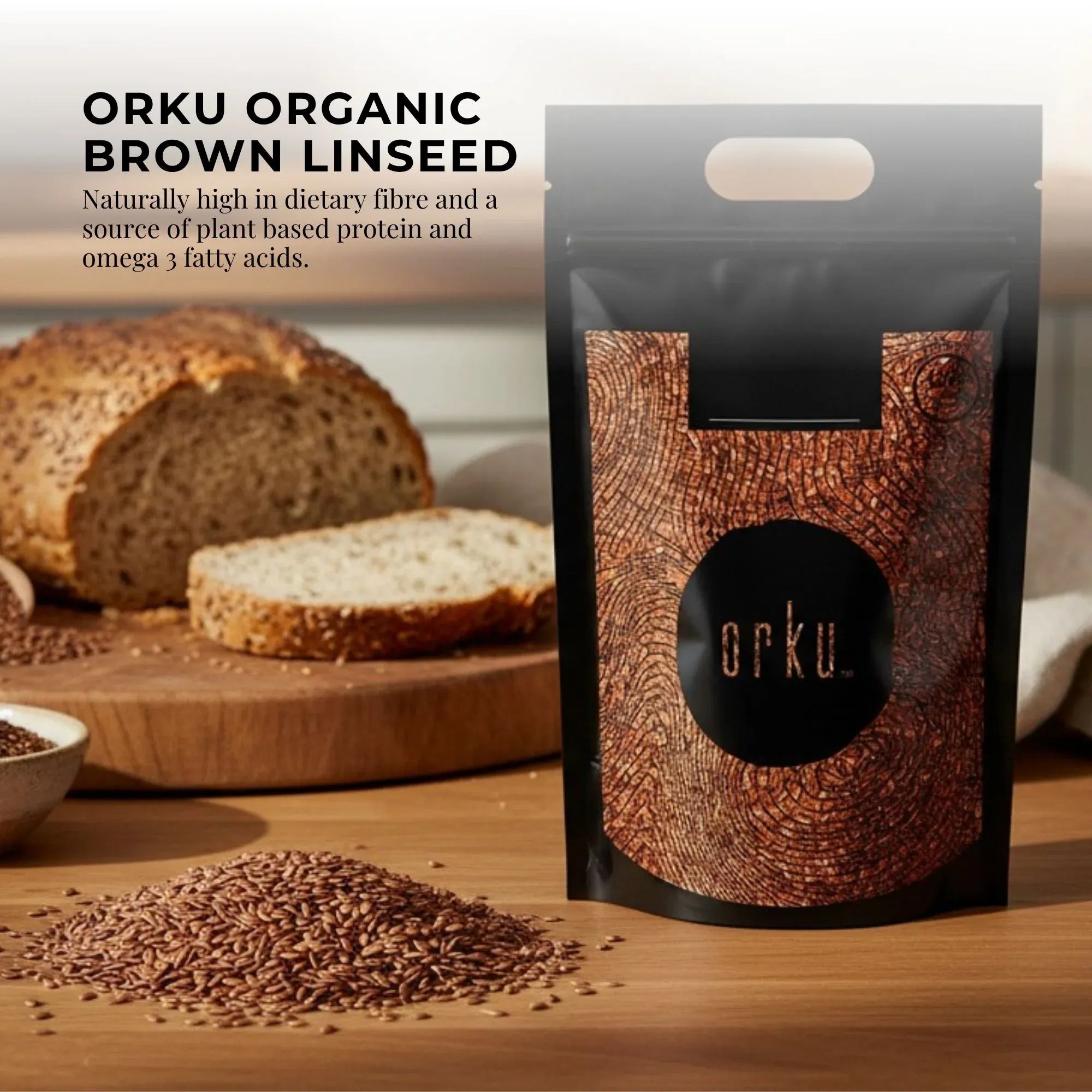 Orku 20Kg Organic Brown Linseed Flaxseed Whole Grain Non GMO Bulk