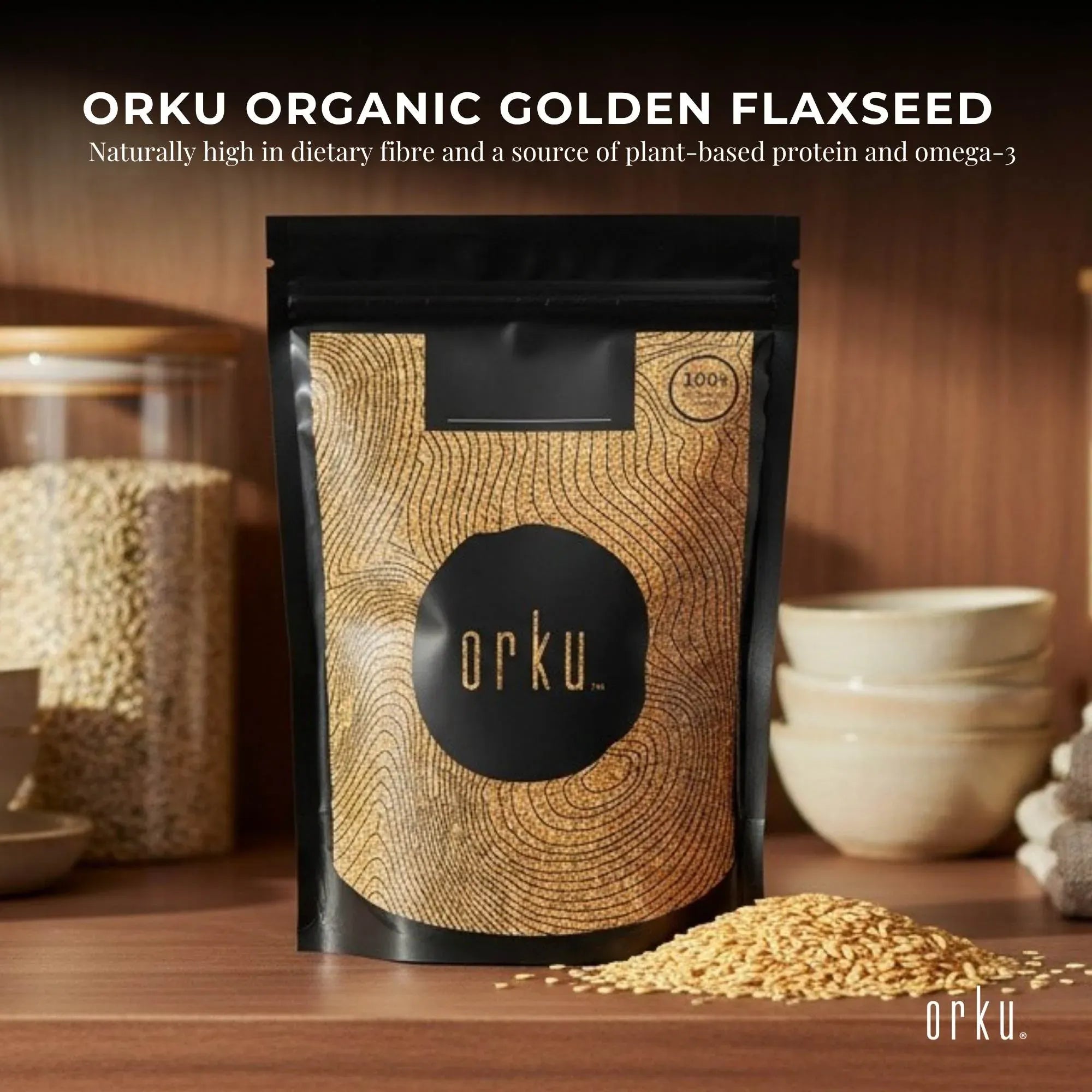 Orku 400g Organic Golden Linseed Flaxseed Whole Grain Non GMO