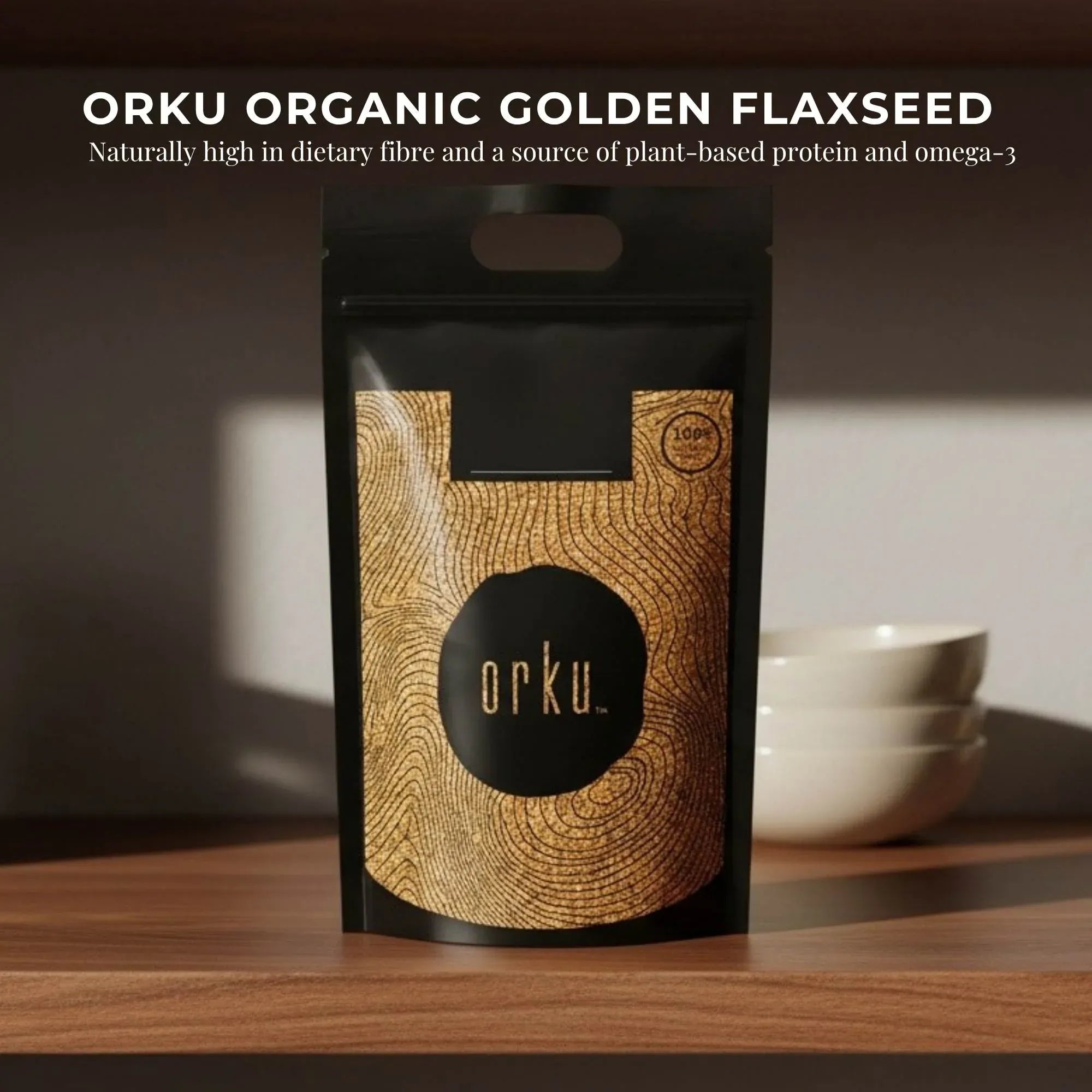 Orku 10Kg Organic Golden Linseed Flaxseed Whole Grain Non GMO Bulk
