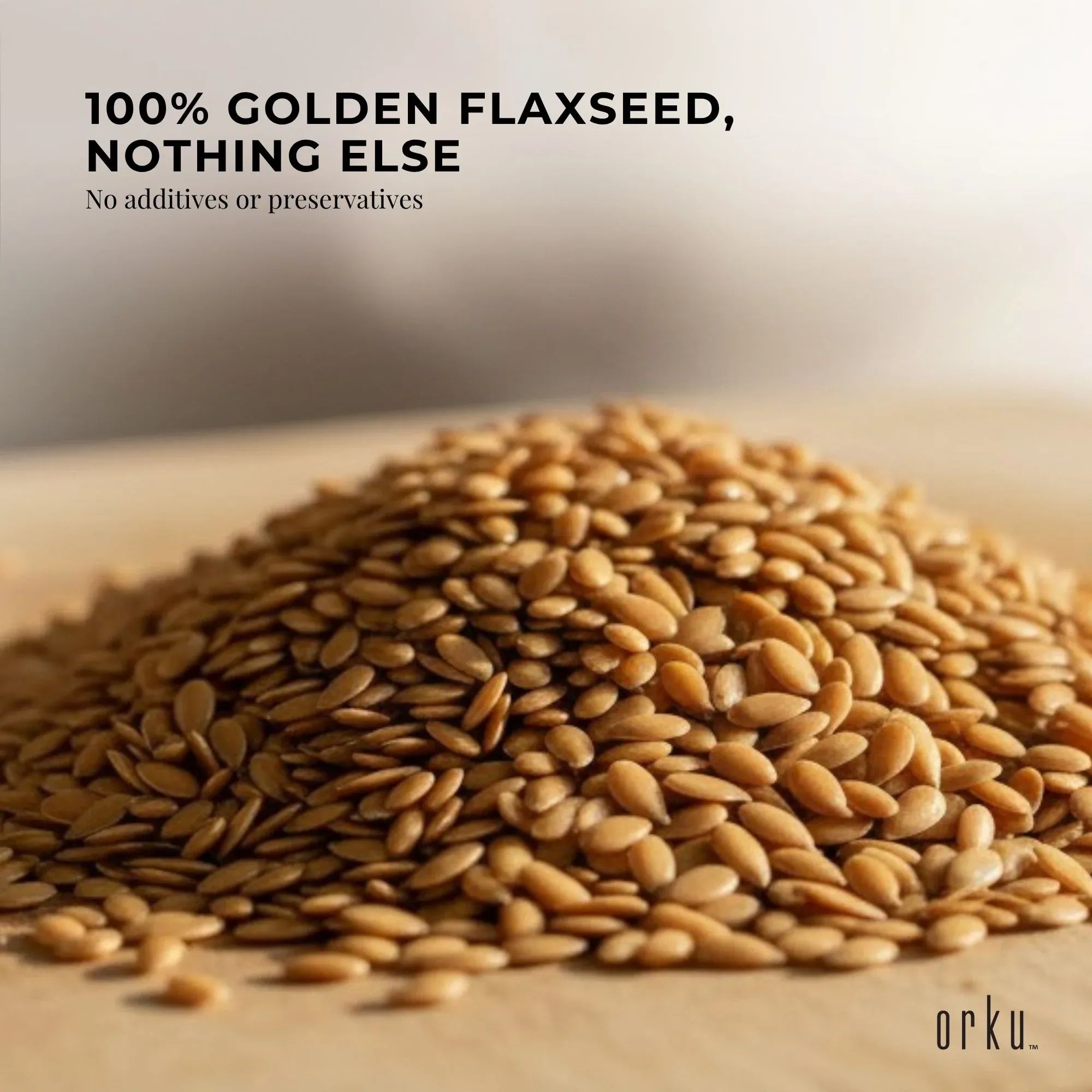 Orku 800g Organic Golden Linseed Flaxseed Whole Grain Non GMO - Tub