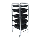 5 Tier Hairdressing Trolley Black 80x40x30 Salon Hair Colour Storage Metal Cart