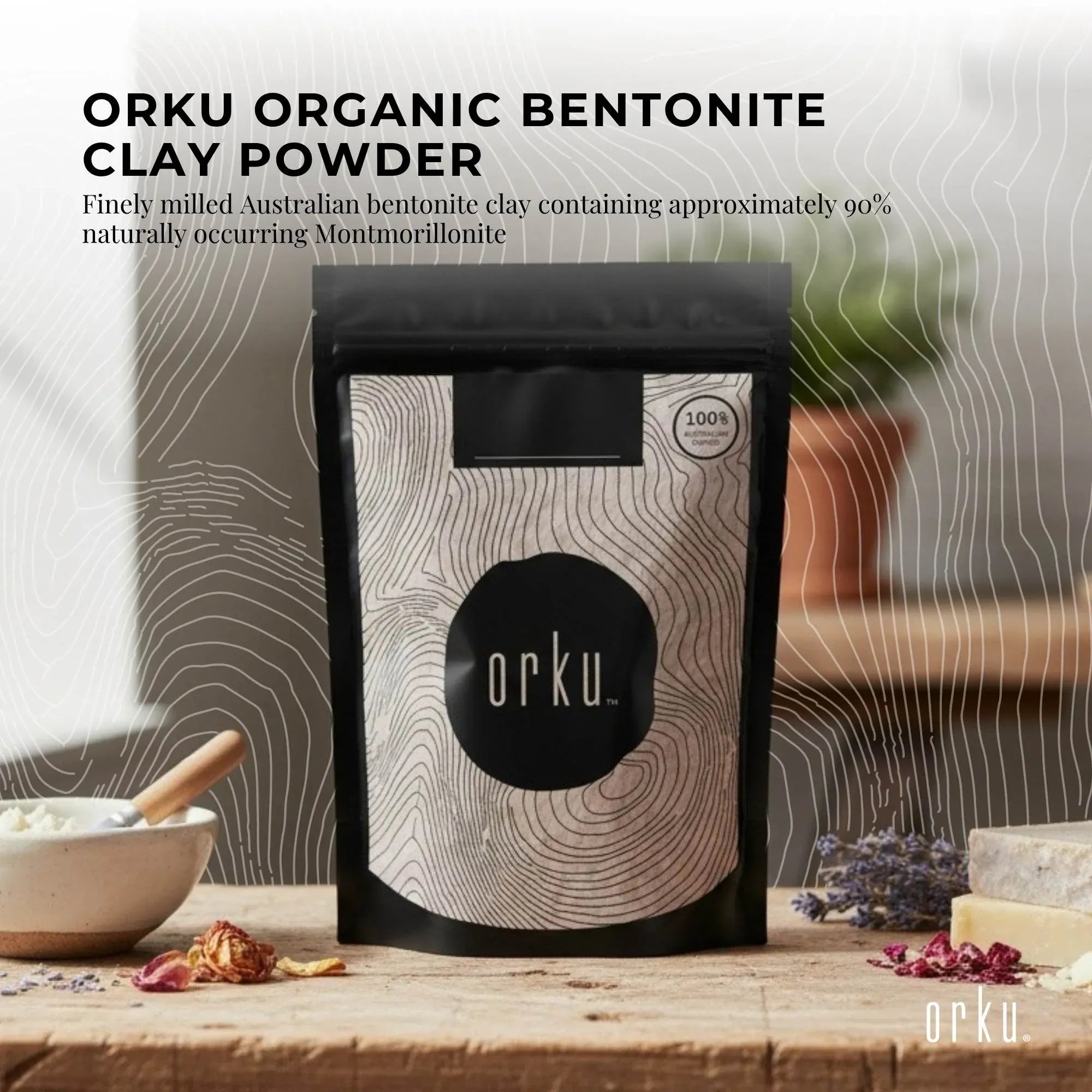 Orku 50g Organic Bentonite Clay Powder Cosmetic Grade Montmorillonite