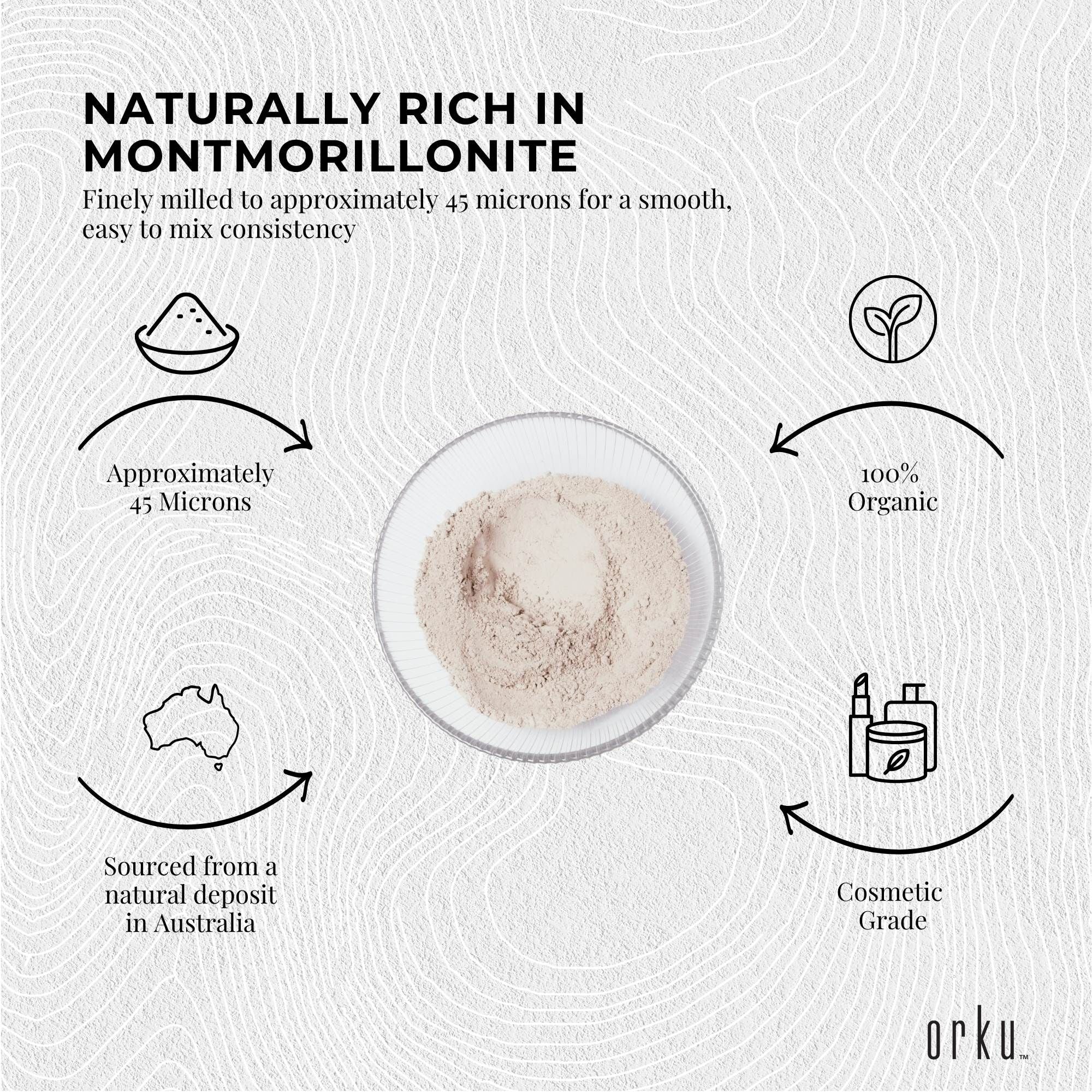 Orku 2Kg Organic Bentonite Clay Powder Cosmetic Grade Montmorillonite