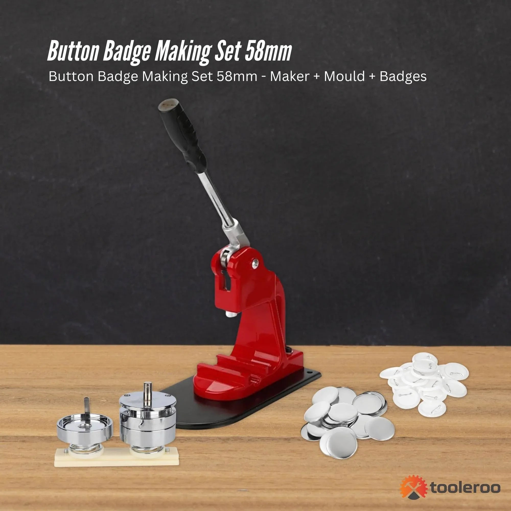 Tooleroo Button Badge Making Set 58mm - Maker + Mould + Badges