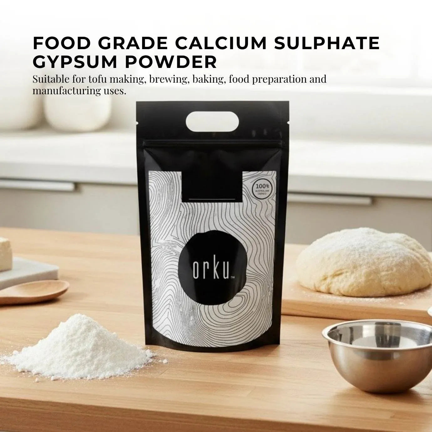 Orku 20Kg Fine Calcium Sulphate Gypsum Powder - Dihydrate Food Grade FCC E516