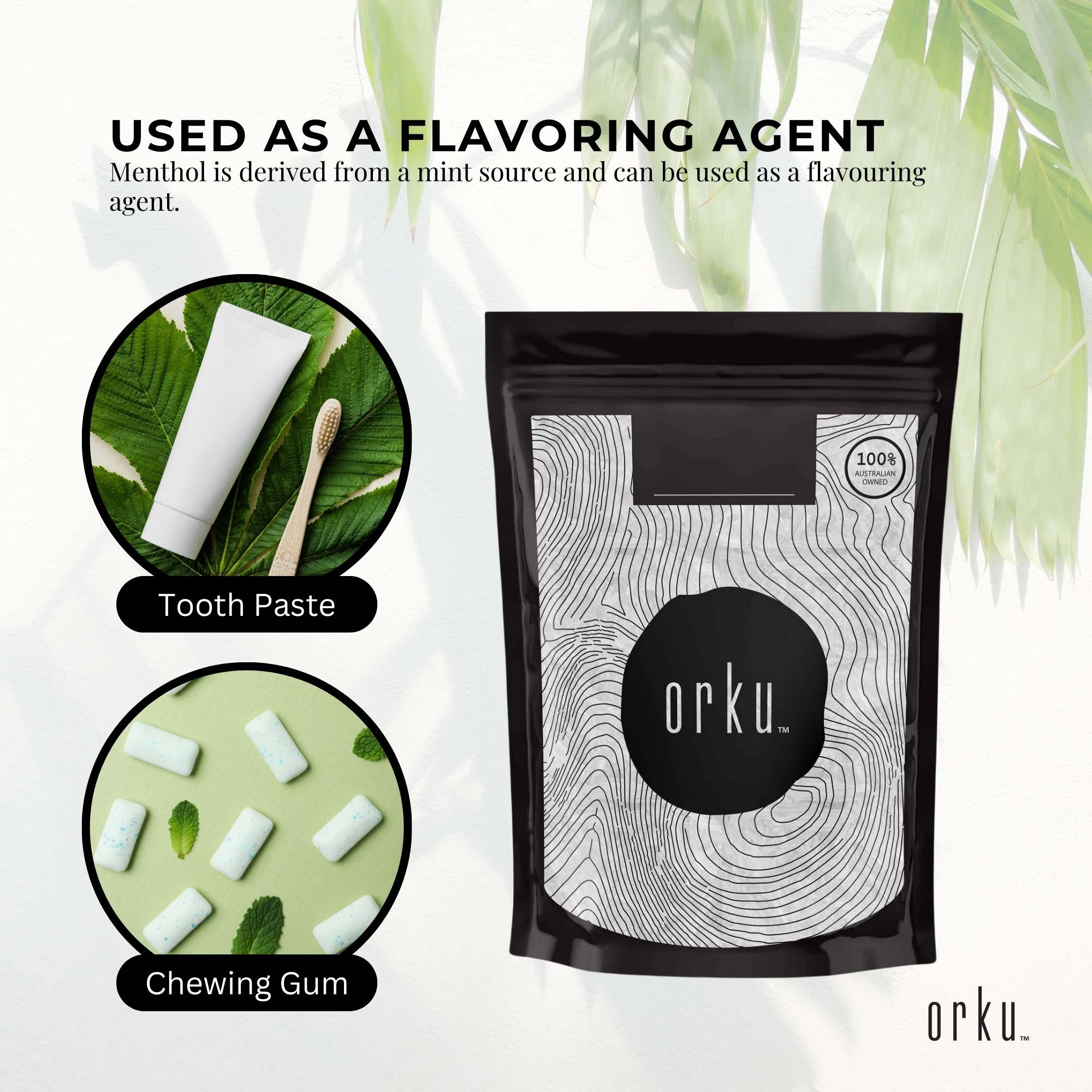 Orku 50g Menthol Crystals - USP Grade L-Menthol Mint Flakes C10H200