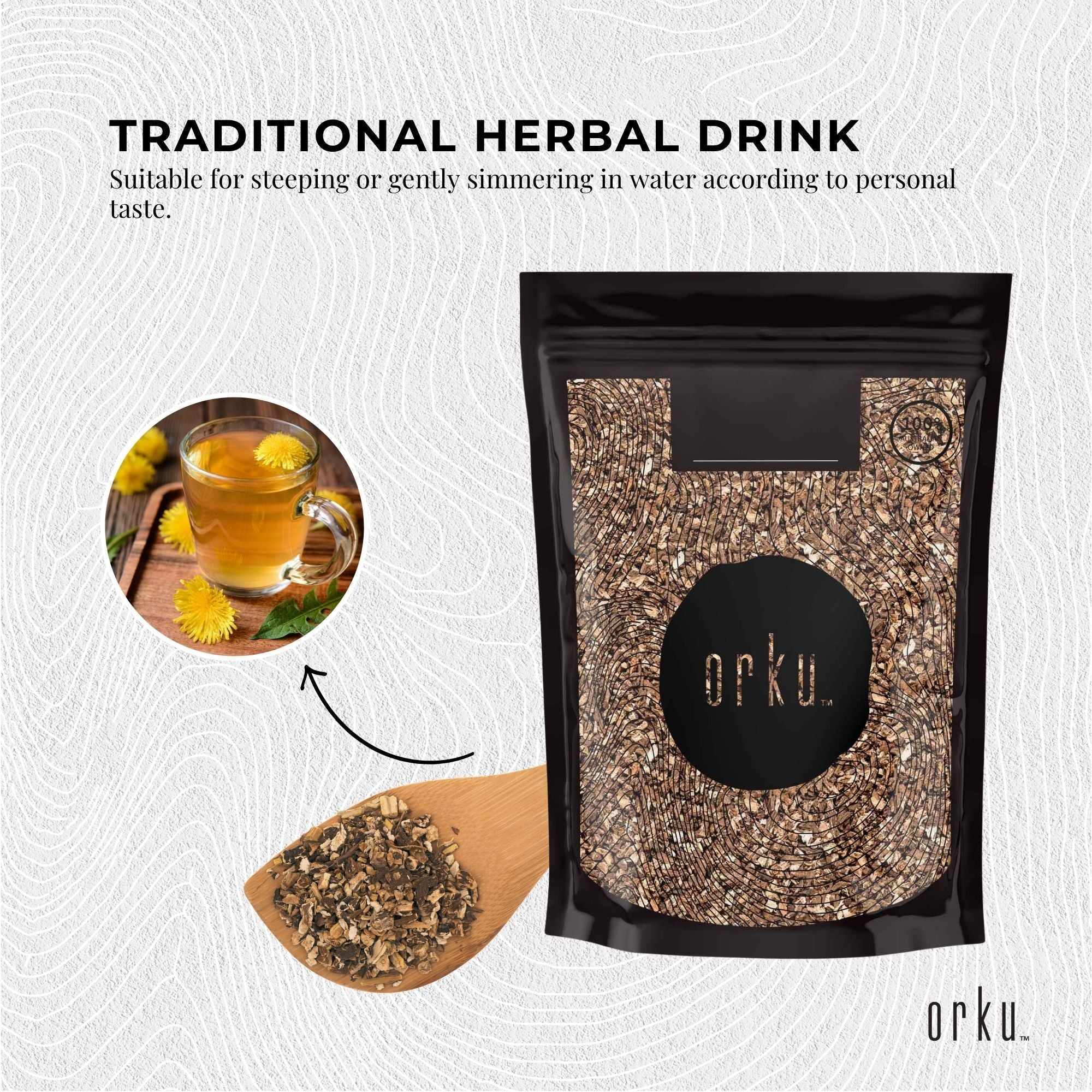 Orku 25g Organic Dandelion Root - Dried Raw Herbal Tea