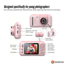 Kids HD Digital Camera Pink - Children's Selfie Photo Video 2.4 Inch Screen