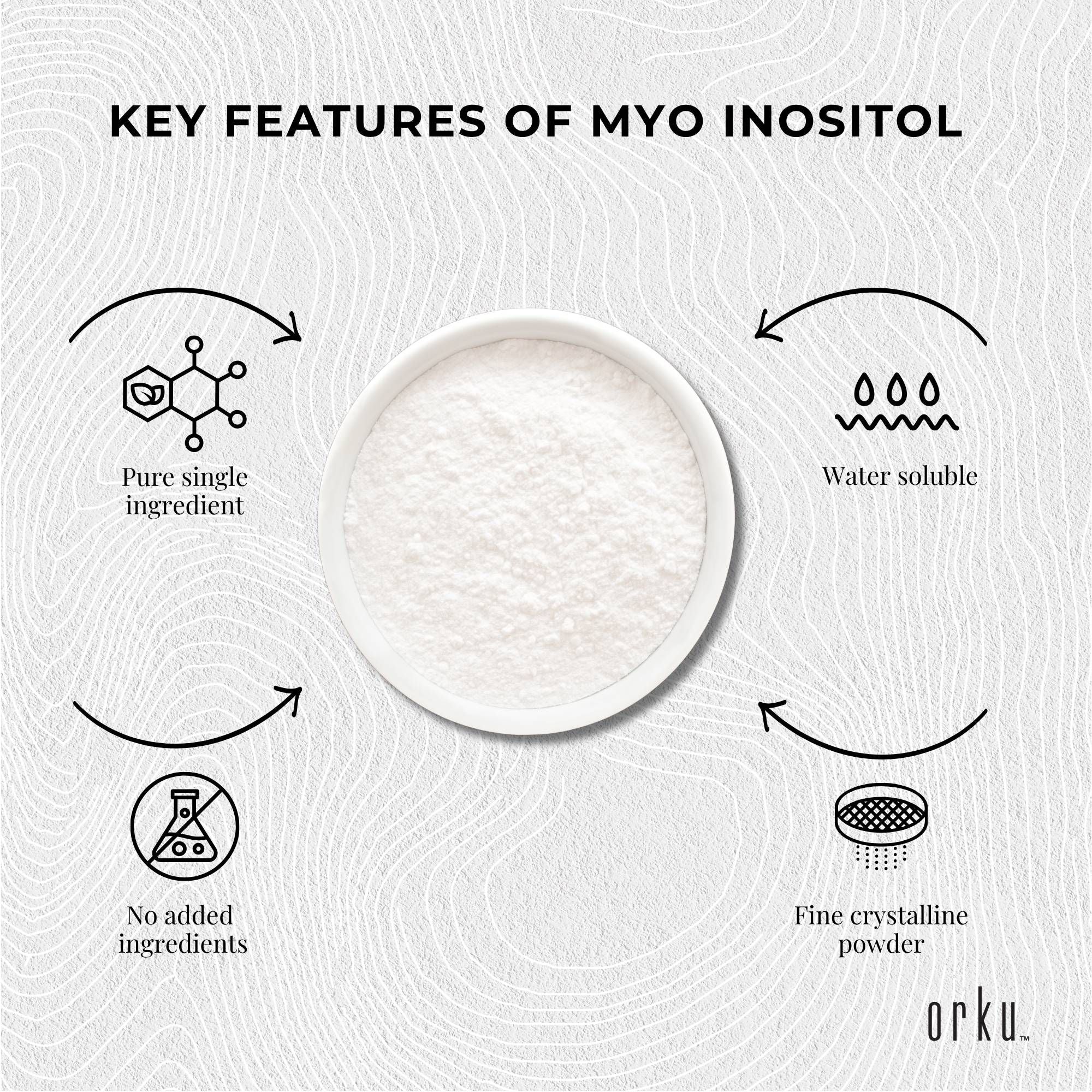 Orku 20Kg Myo Inositol Powder - USP Grade High Purity Unflavoured