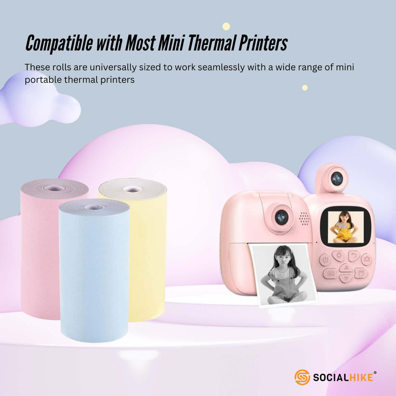 Social Hike 3 Pack Thermal Paper Camera Rolls Colour - Instant Print Refill