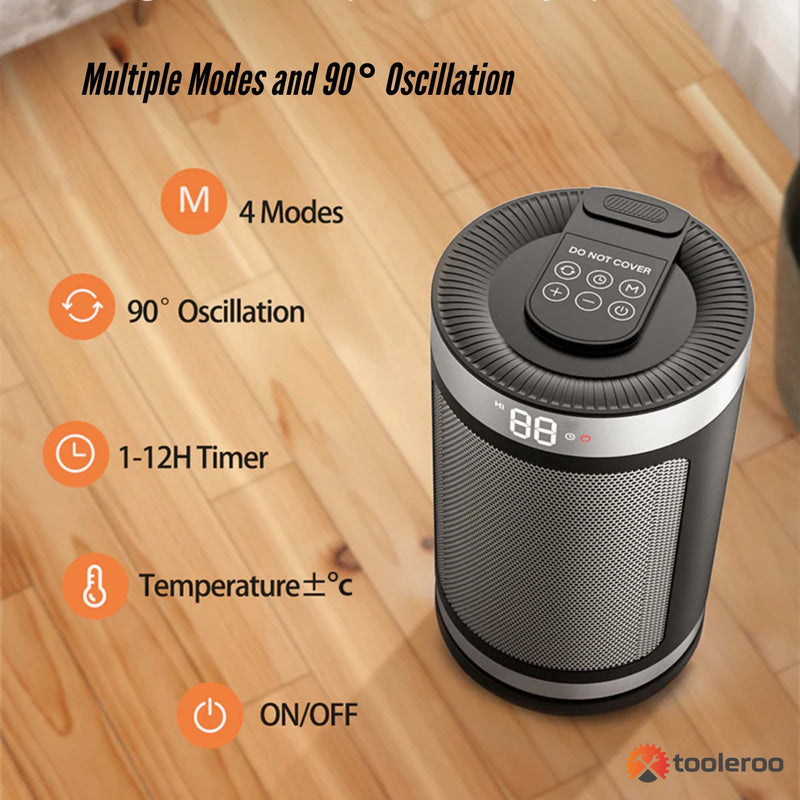 Tooleroo PTC Space Heater + Remote - 1500W Positive Temperature Coefficient