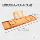 Orku Bamboo Bath Tray Caddy Adjustable - Spa Book Wine + Accessories Holder