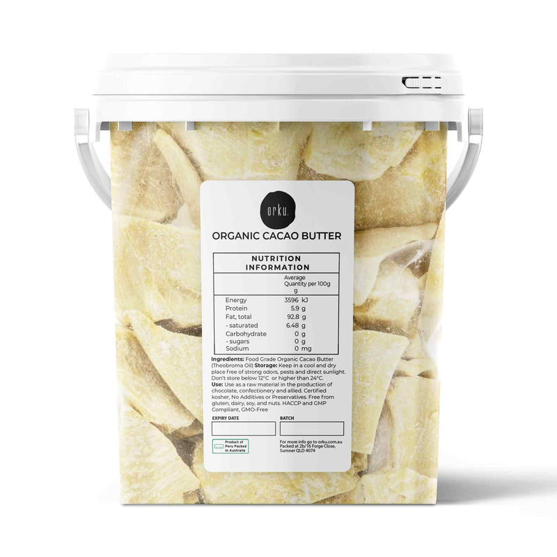 600g Organic Cacao Butter Bucket - Cold Pressed Raw Natural Food Grade Blocks