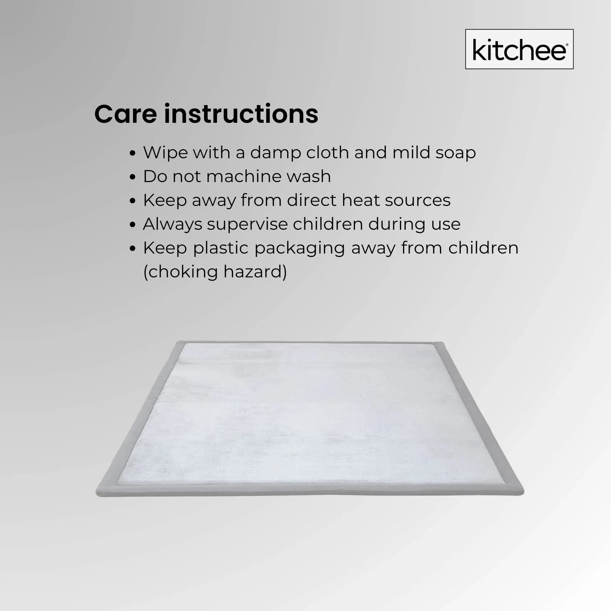 Kitchee Foam Floor Mat 200x200cm - Padded Thick Soft Tatami Style Rug Grey