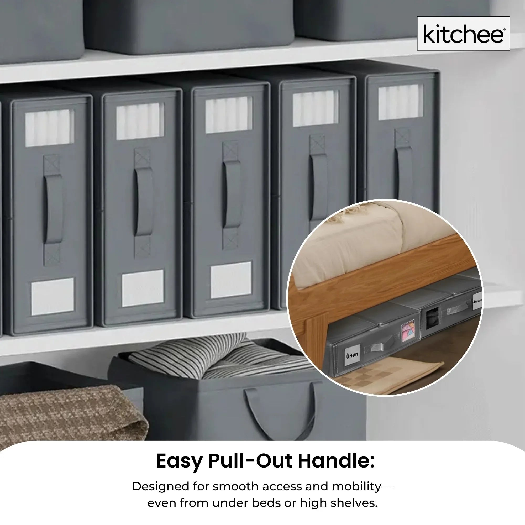 Kitchee Foldable Bed Sheet Storage Box - Linen + Closet Organiser Grey