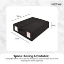 Kitchee 4x Foldable Bed Sheet Storage Box - Linen + Closet Organiser Black