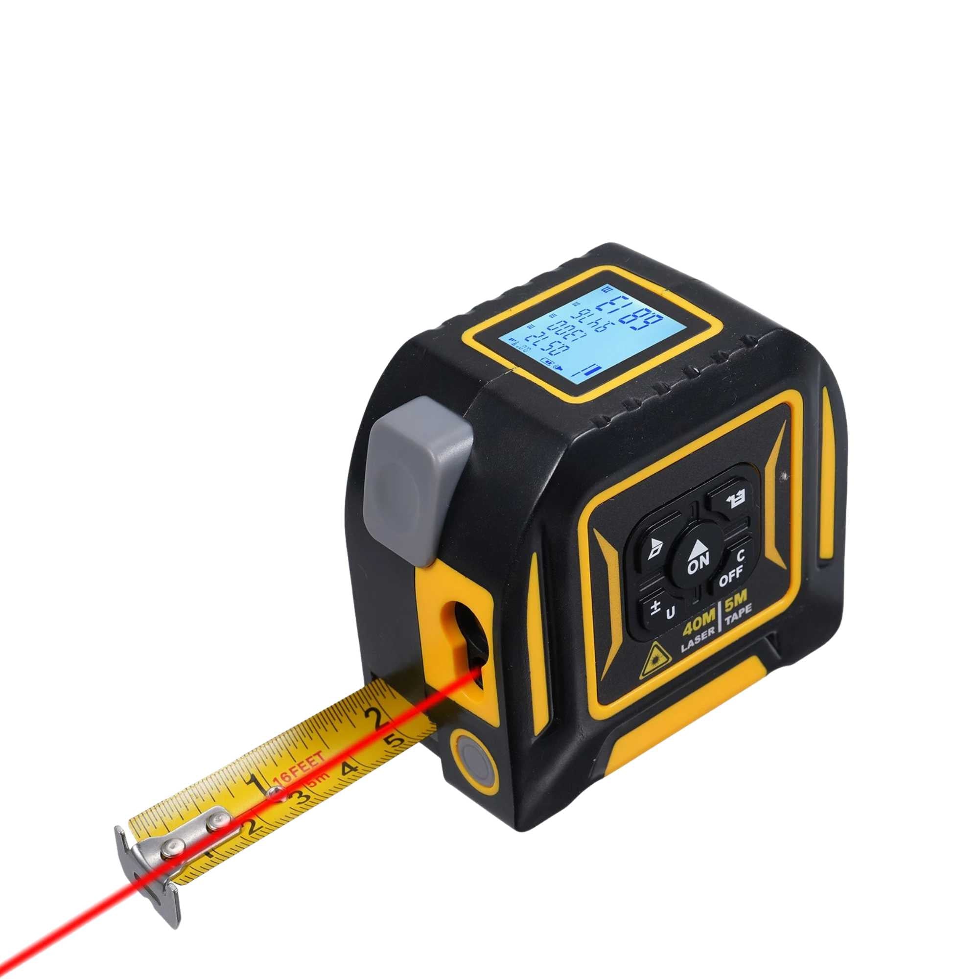 Tooleroo 40m Digital Laser Tape Measure + 5m Steel Tape – 3-in-1 Cross Marking