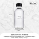 Kitchee 12x 60ml Small Glass Bottles + Lids Funnels Brush Labels Pen