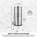 Orku 23L Gravity Benchtop Water Filter System with Gauge - Stainless Steel
