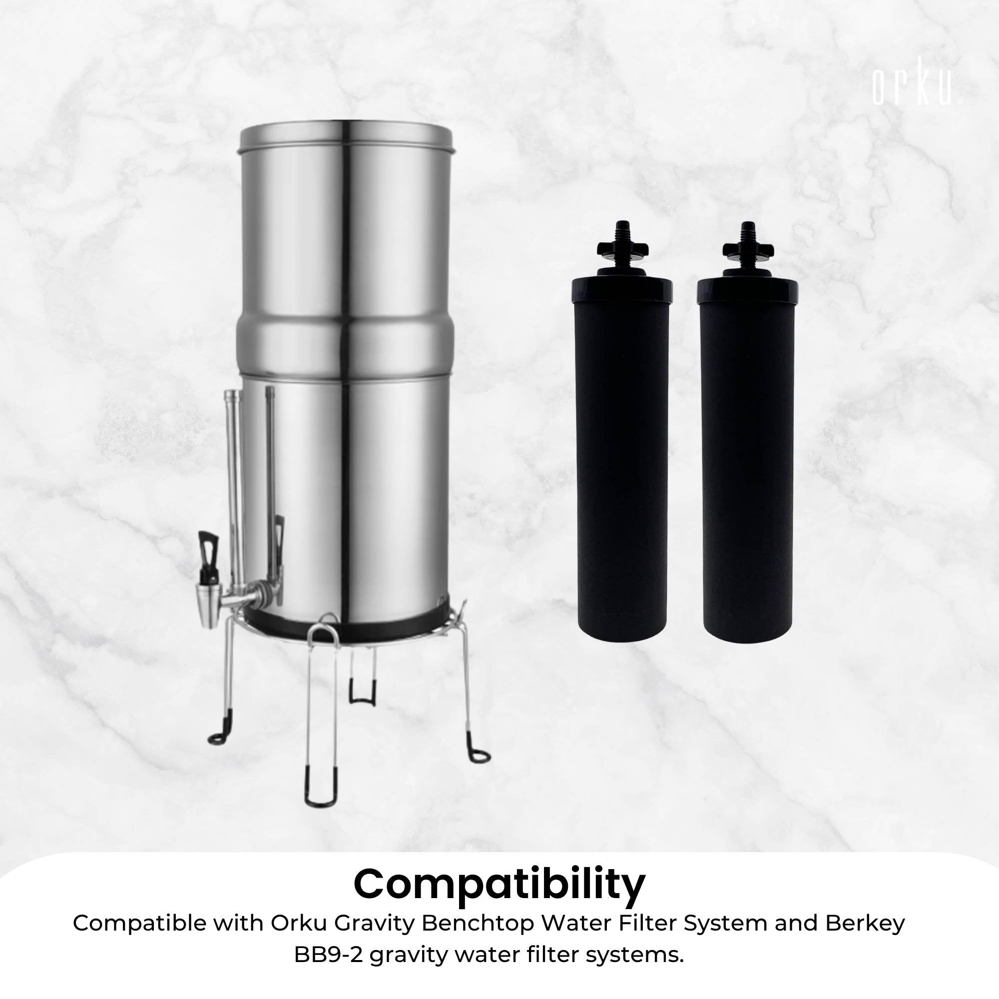 Orku Carbon Block Filter Cartridge - Replacement for Berkey BB9-2 Gravity Filter