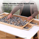Social Hike 1000pcs Puzzle Board 4 Drawer with Cover -  Wooden Rotating Tabletop
