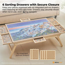 Social Hike 1500pcs Puzzle Board Table 6 Drawer with Cover - Wooden Folding Legs