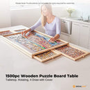 Social Hike 1500pcs Puzzle Board 4 Drawer with Cover - Wooden Rotating Tabletop