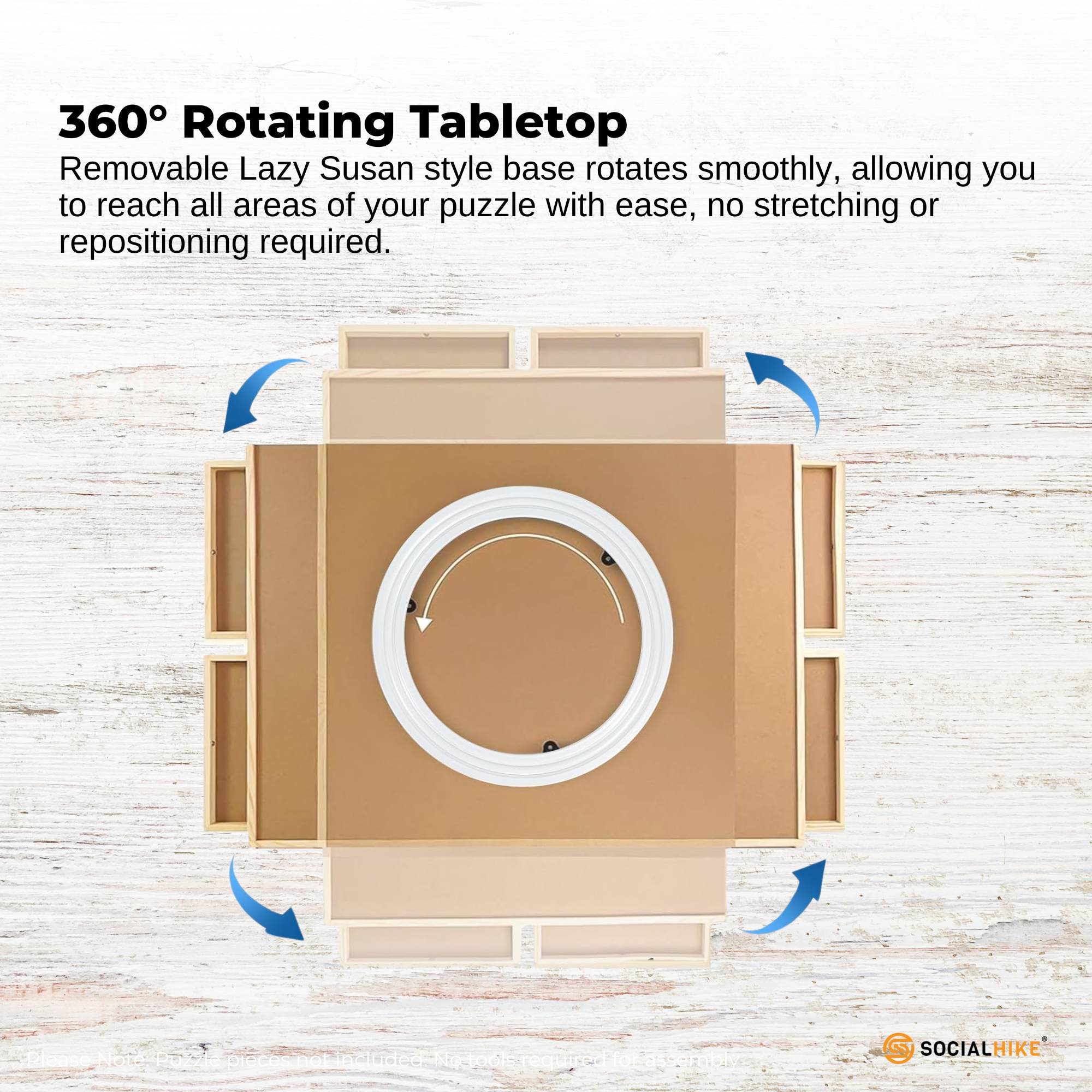 Social Hike Puzzle Board 1500 pcs - Rotating Tabletop with 6 Drawers and Cover