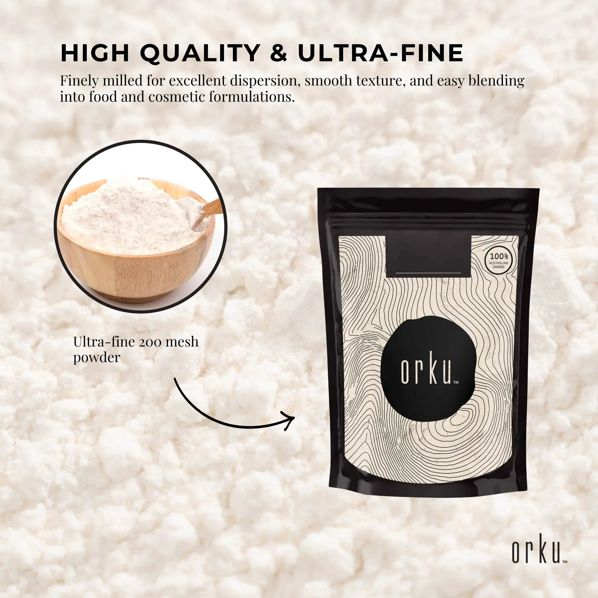 Orku 2Kg Xanthan Gum Thickener Pure Fine Powder 200 Mesh FCC E415 Food Additive