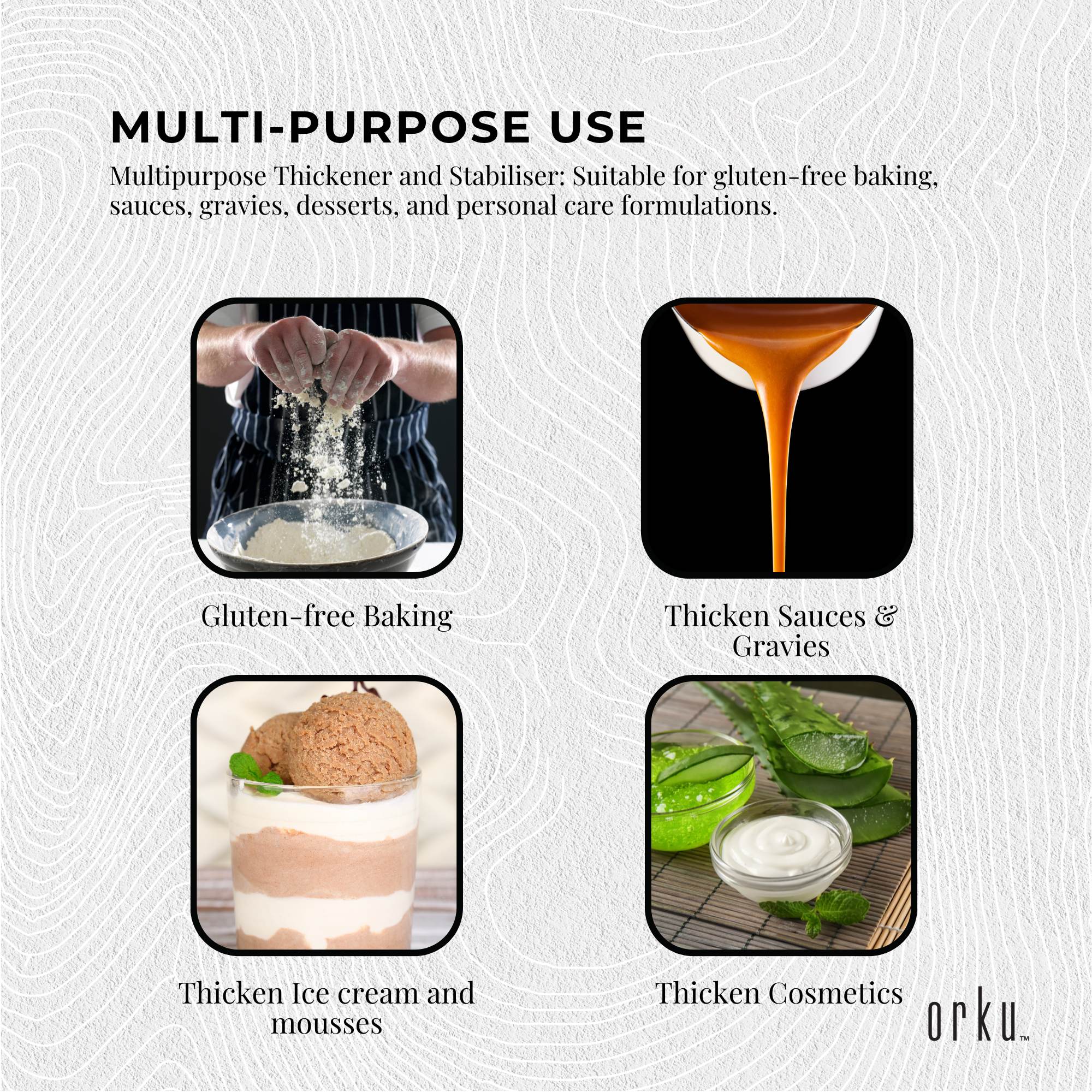 Orku 3Kg Xanthan Gum Thickener Pure Powder 200 Mesh FCC E415 Food Additive TUB