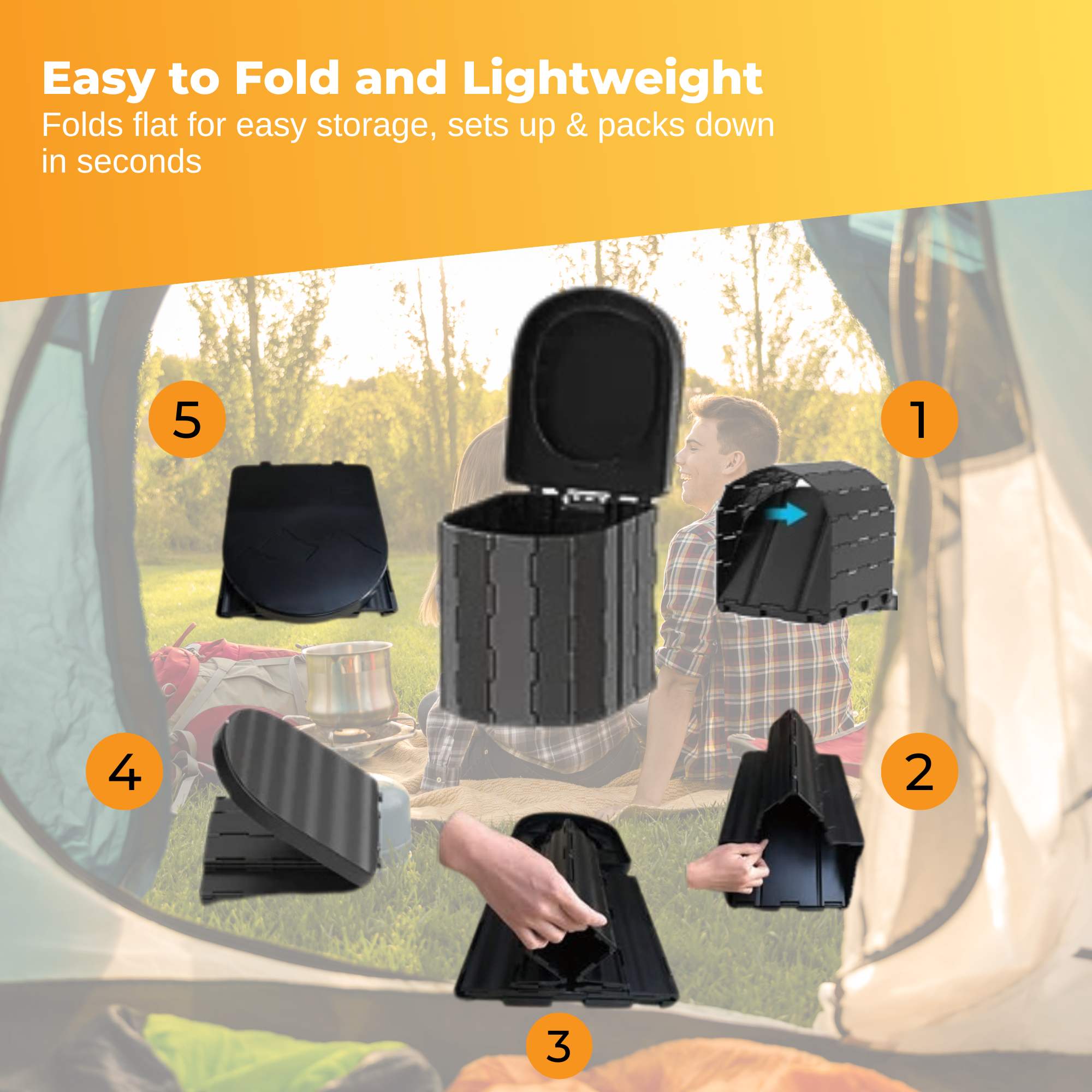 Social Hike Portable Folding Camping Toilet - Outdoor Lightweight Compact Potty