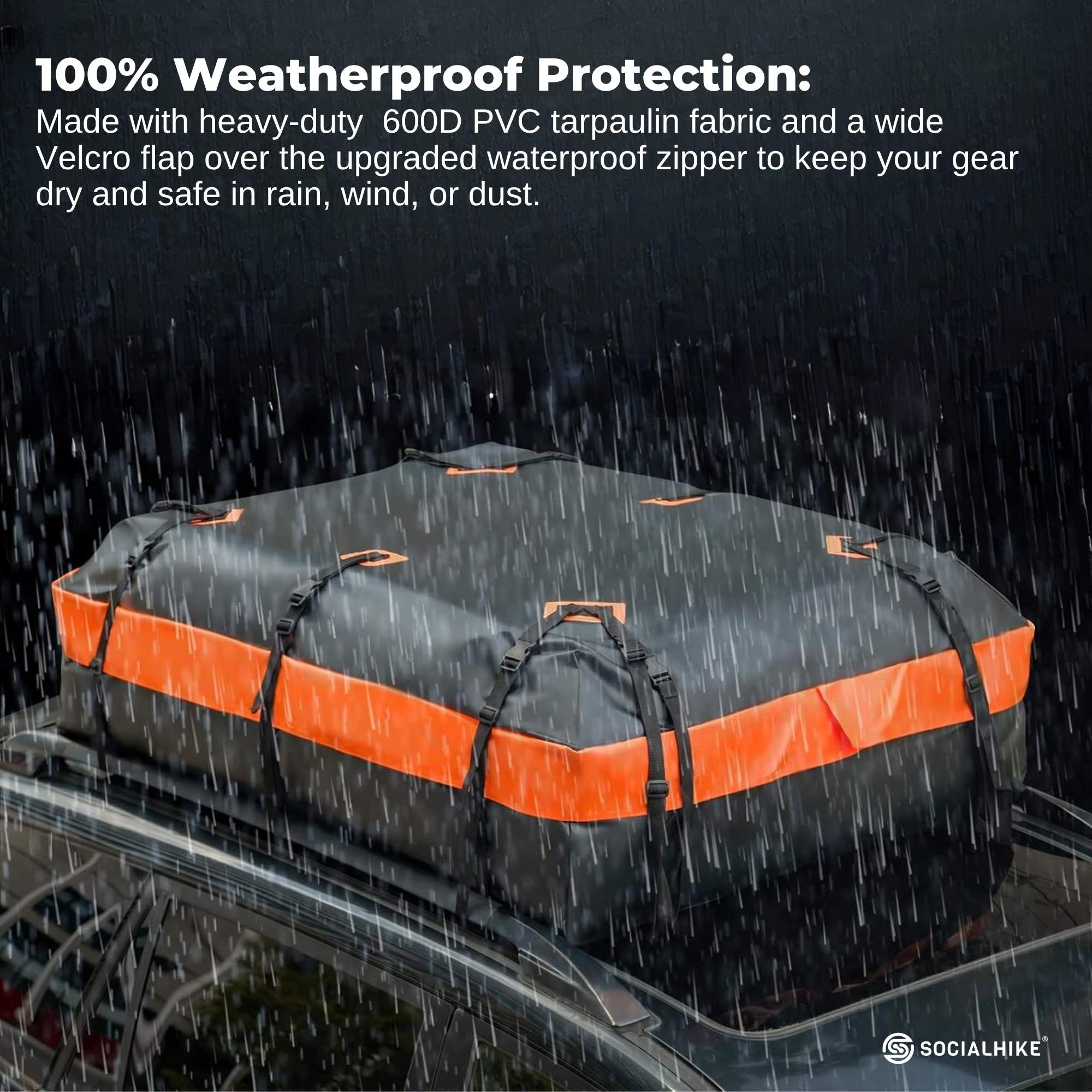 Social Hike 428L Car Rooftop Storage Carrier - Soft-Shell Waterproof Roof Bag