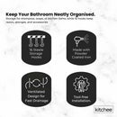 Kitchee 3 Tier Shower Caddy Over Door Bathroom Hanging Shelf Storage Rack Black