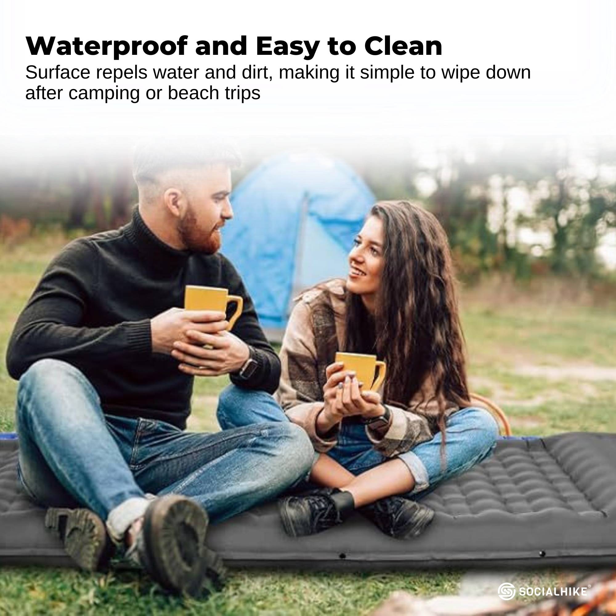 Social Hike Step-Inflating Camping Mattress Lightweight Waterproof Sleeping Grey