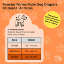 Rooster Farms Male Dog Diapers Medium 3Pk - Washable Reusable Nappies Hook/Loop