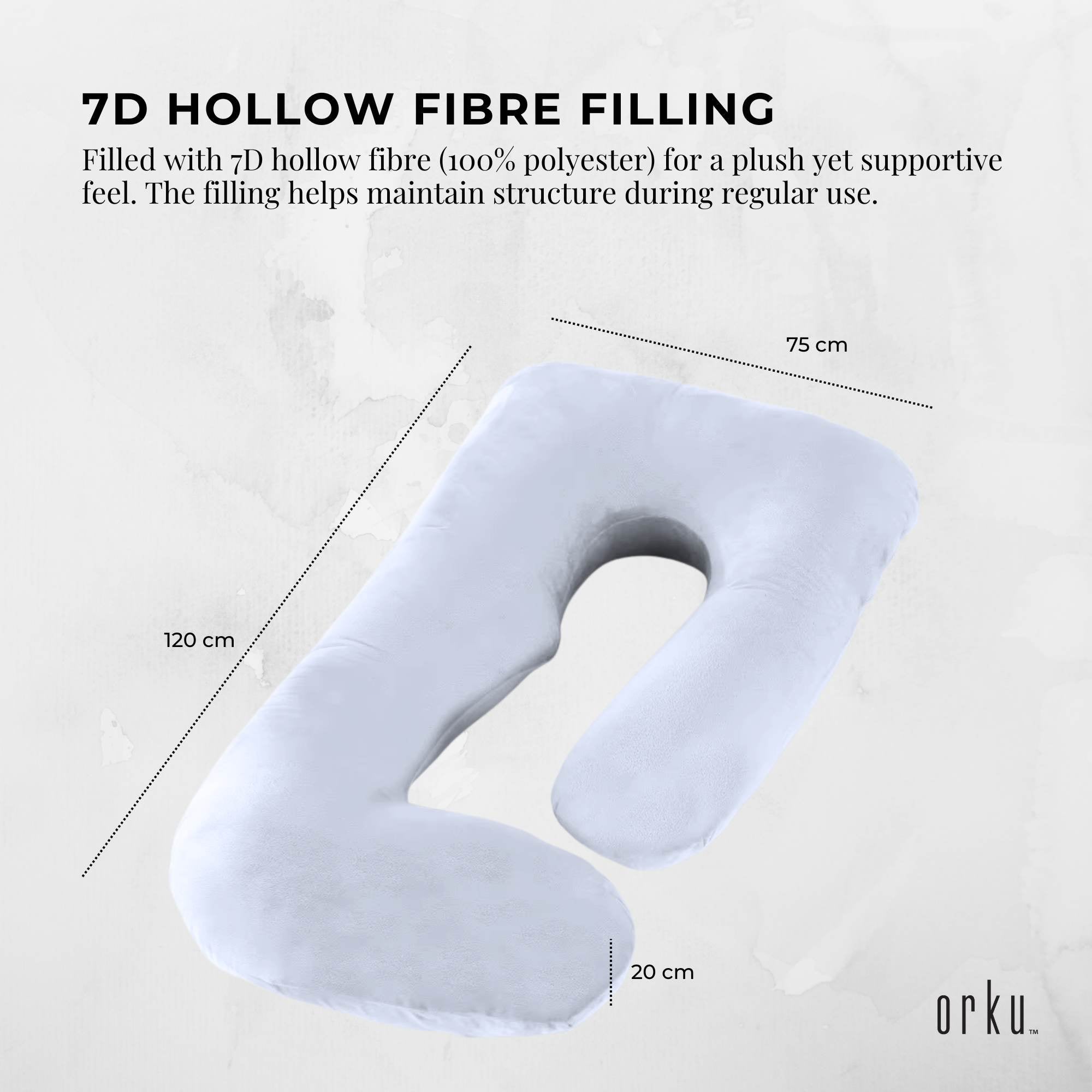 Orku Maternity Pregnancy Pillow - J-Shape Full Length for Side Sleepers Grey