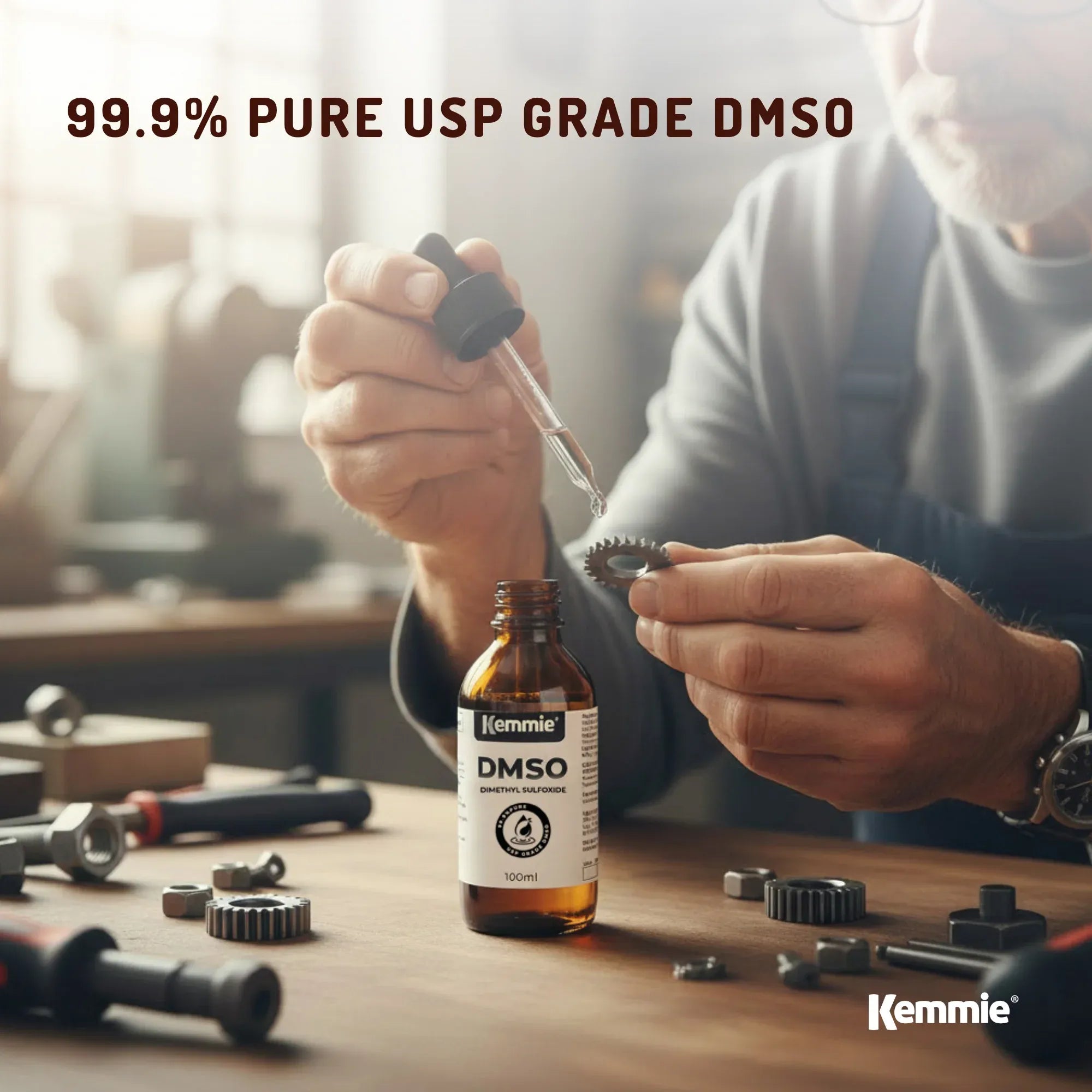 Kemmie 100ml DMSO Liquid 99.9% Pure - USP Grade Dimethyl Sulfoxide Dropper
