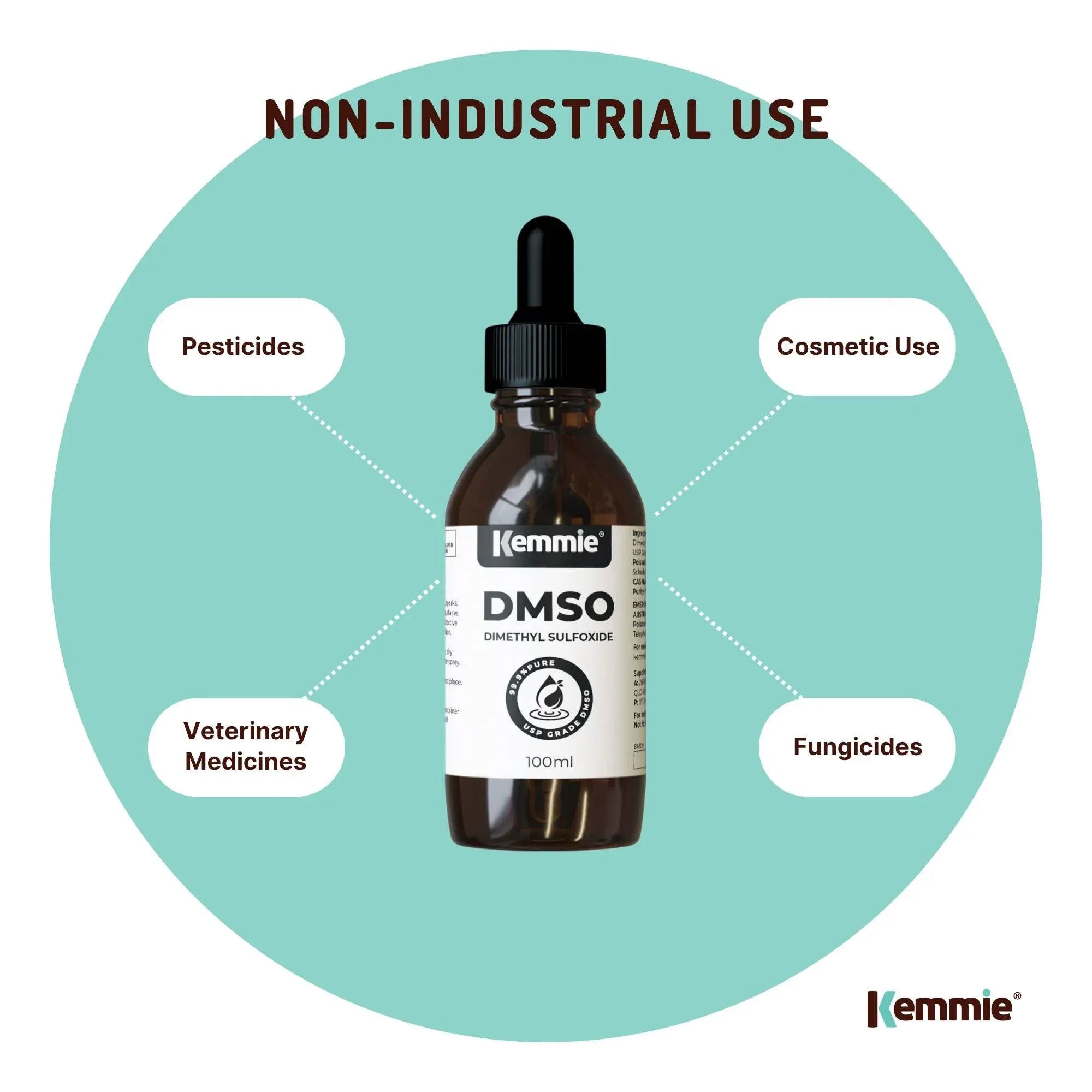 Kemmie 100ml DMSO Liquid 99.9% Pure - USP Grade Dimethyl Sulfoxide Dropper