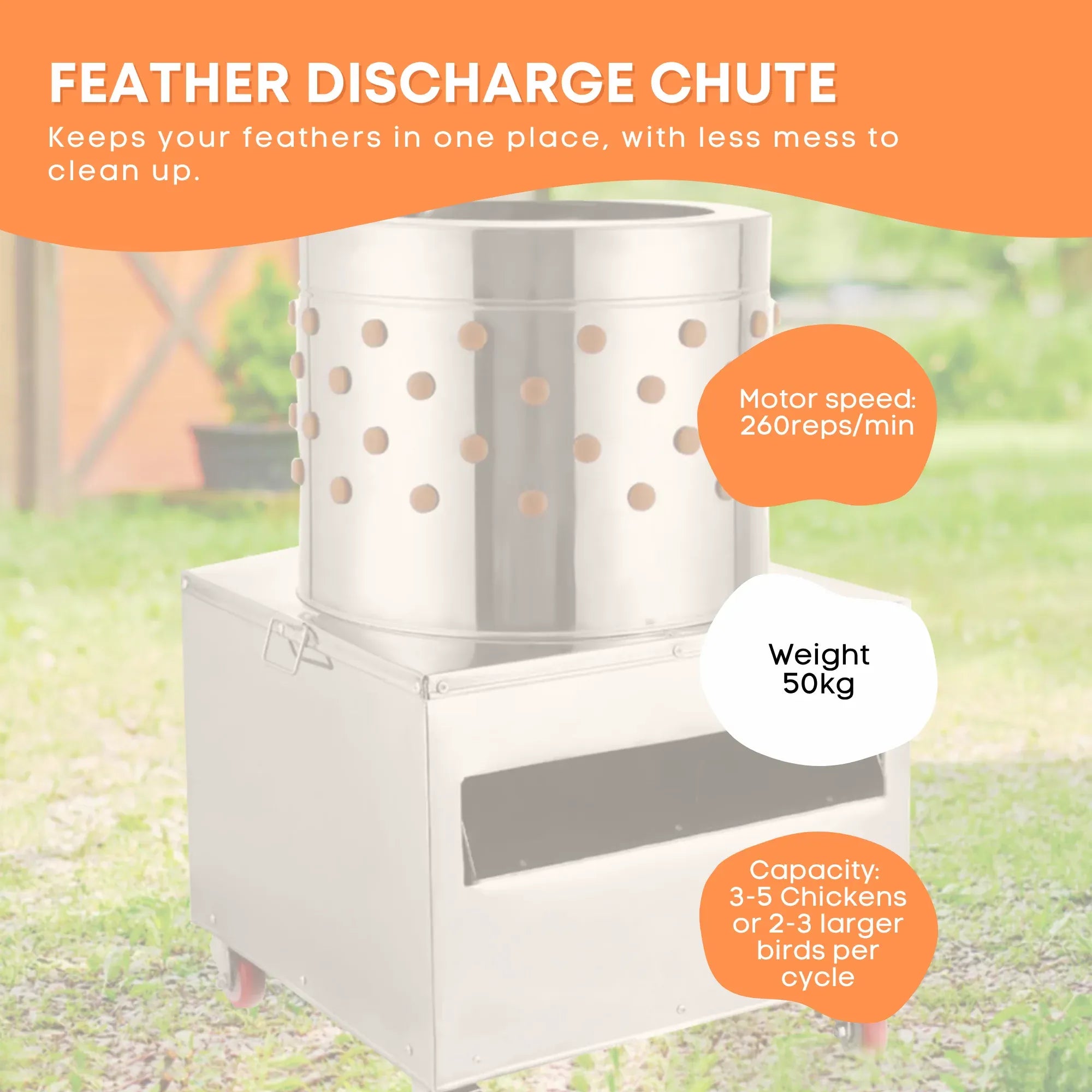 Rooster Farms 60cm Chicken Feather Plucker Electric Poultry Defeathering
