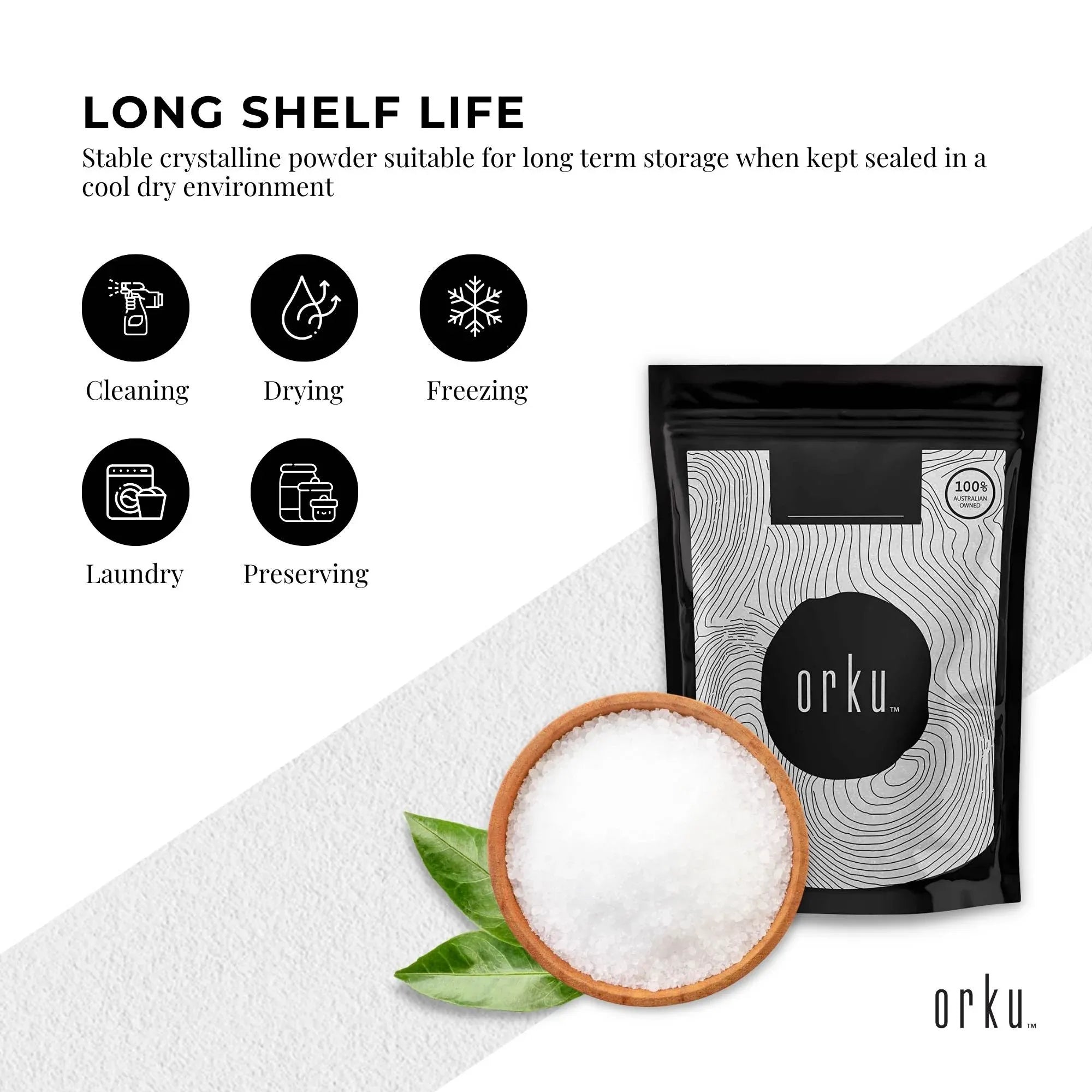 Orku 400g Citric Acid Powder - Food Grade Non GMO Anhydrous Preservative E330