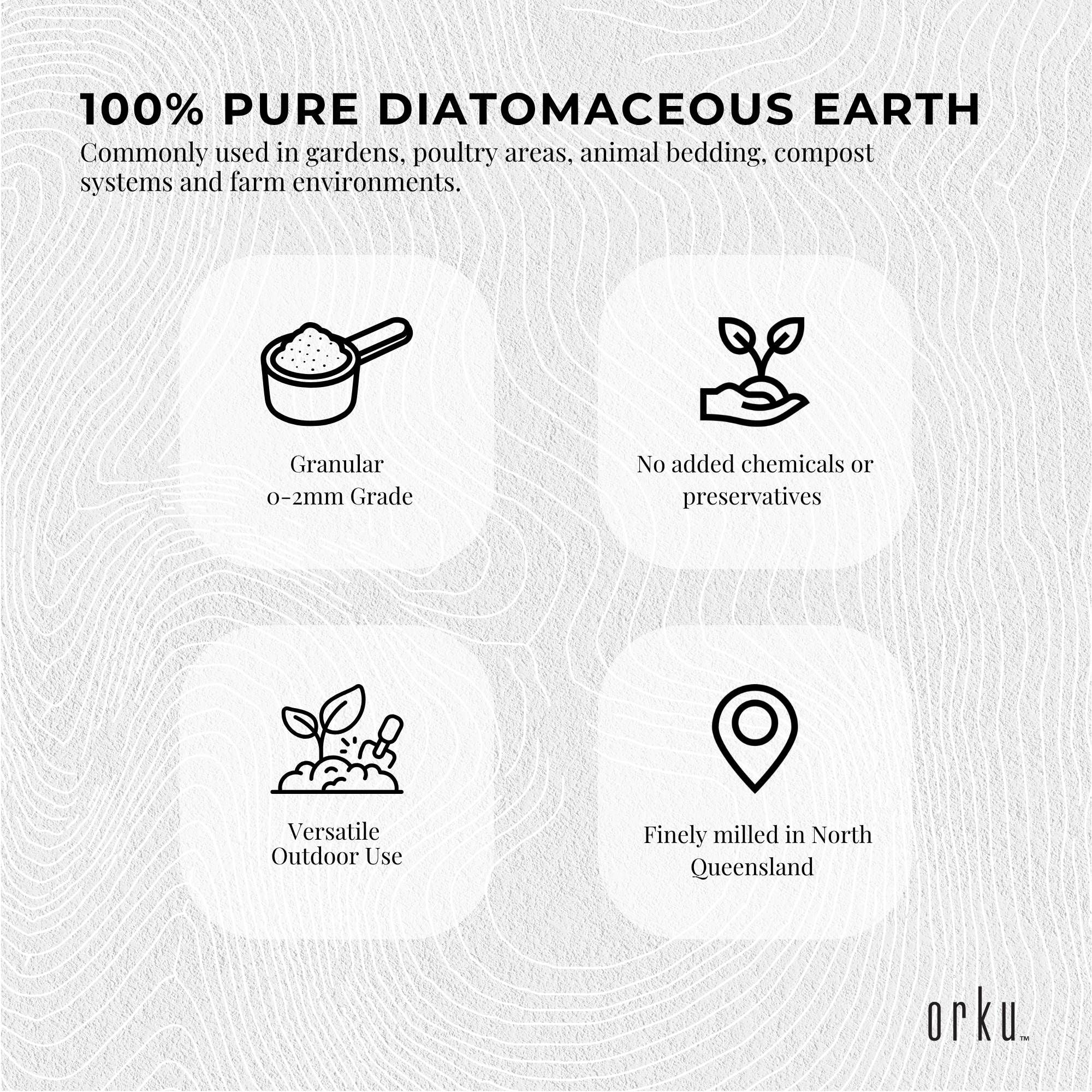 Orku 10Kg Diatomaceous Earth Garden 0-2mm Australian Fossil Shell Flour