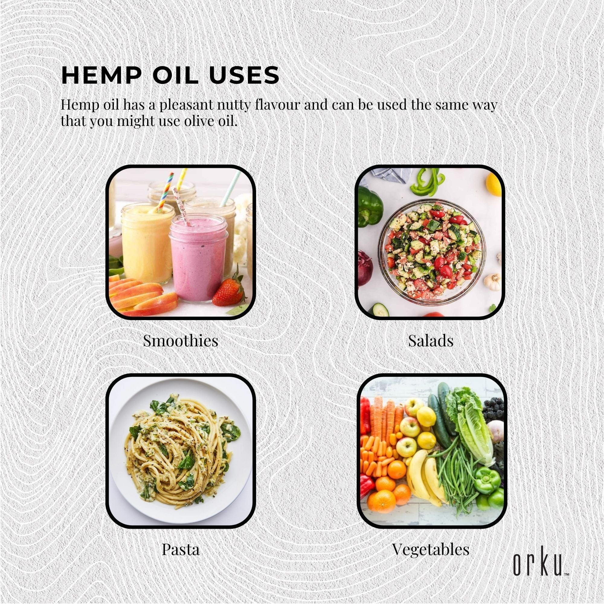 Orku 500ml Organic Hemp Seed Oil - Cold Pressed Food Grade Oils