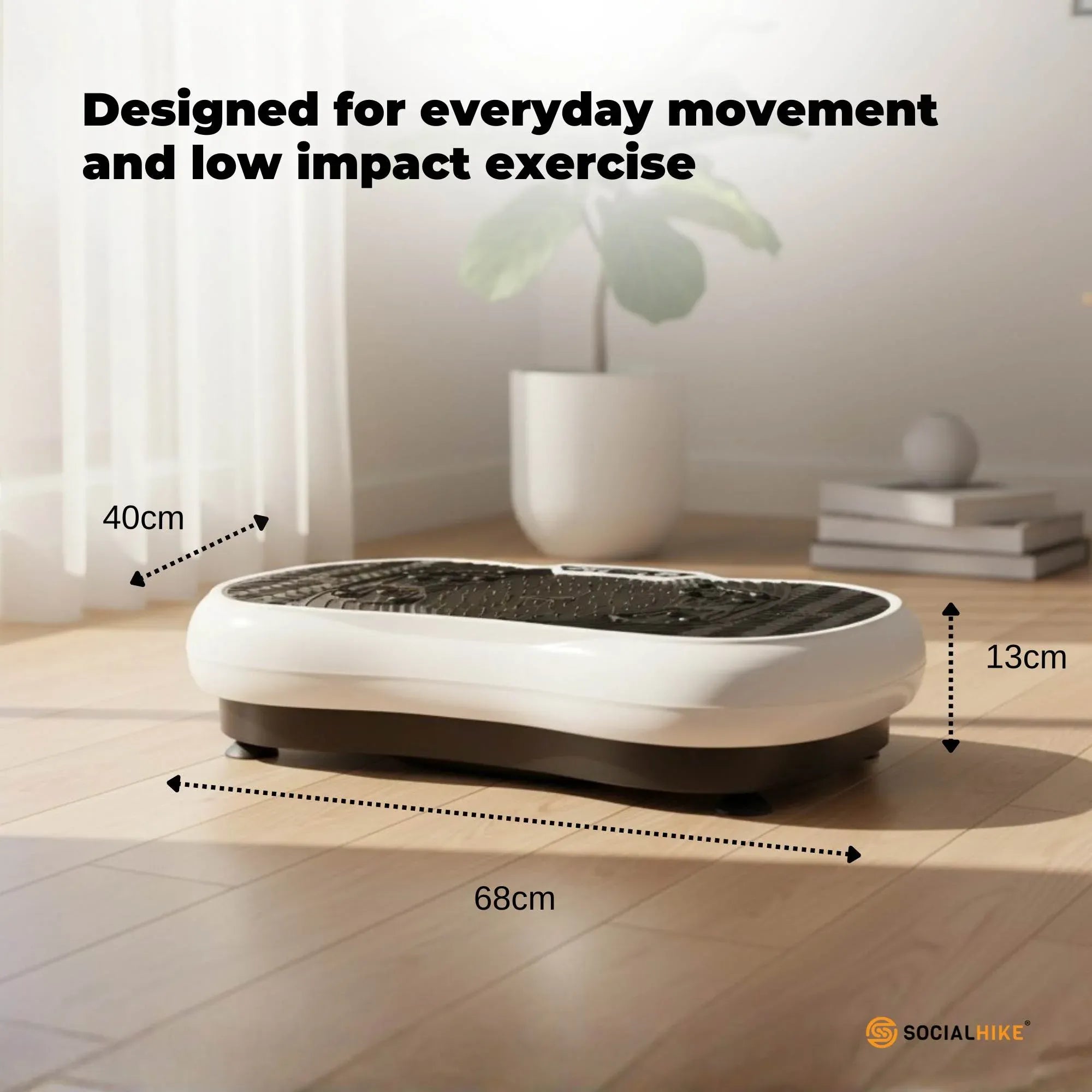 Social Hike 68cm Vibration Plate Machine Full Body Workout Platform White